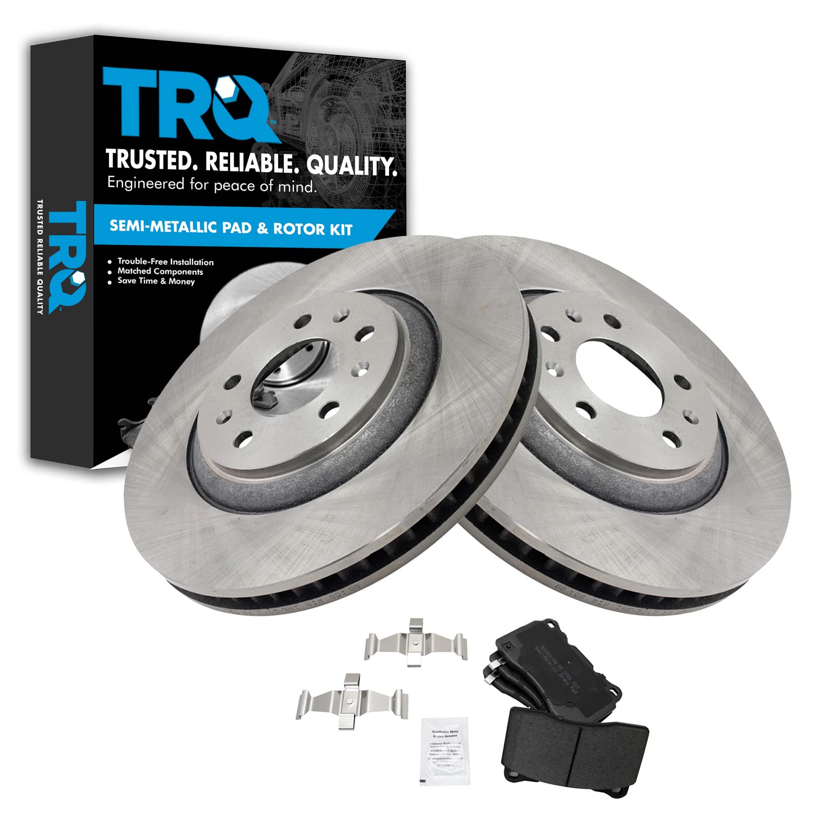 Trq Front Brake Pad & Rotor Kit Semi-Metallic Compatible With 2004-2007 Cadillac Cts