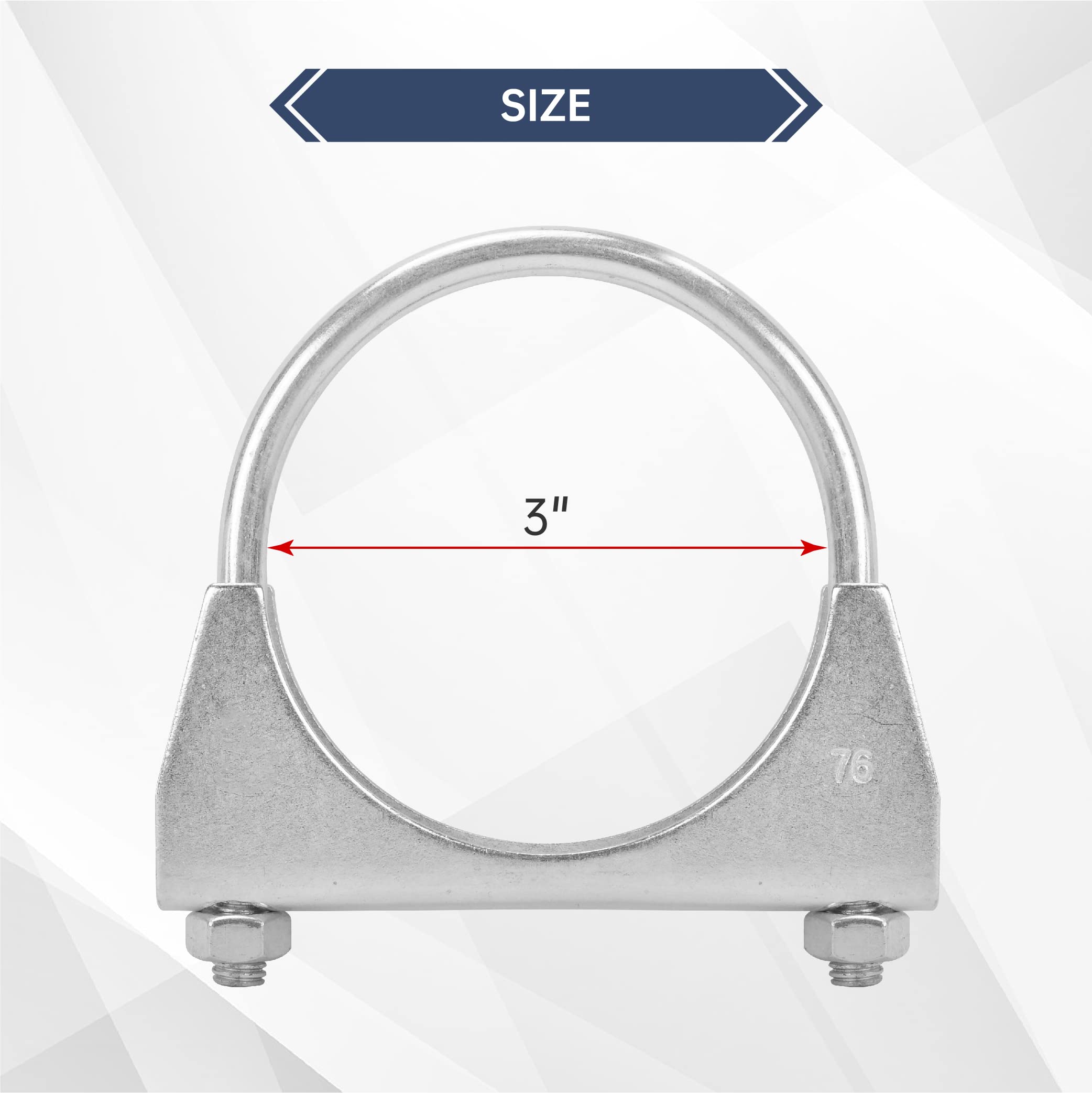 Batoneco 3'' U Bolt Clamp, Muffler Exhaust Clamps,3 Inch Saddle Style Heavy Duty Mild Steel(4-Pack)