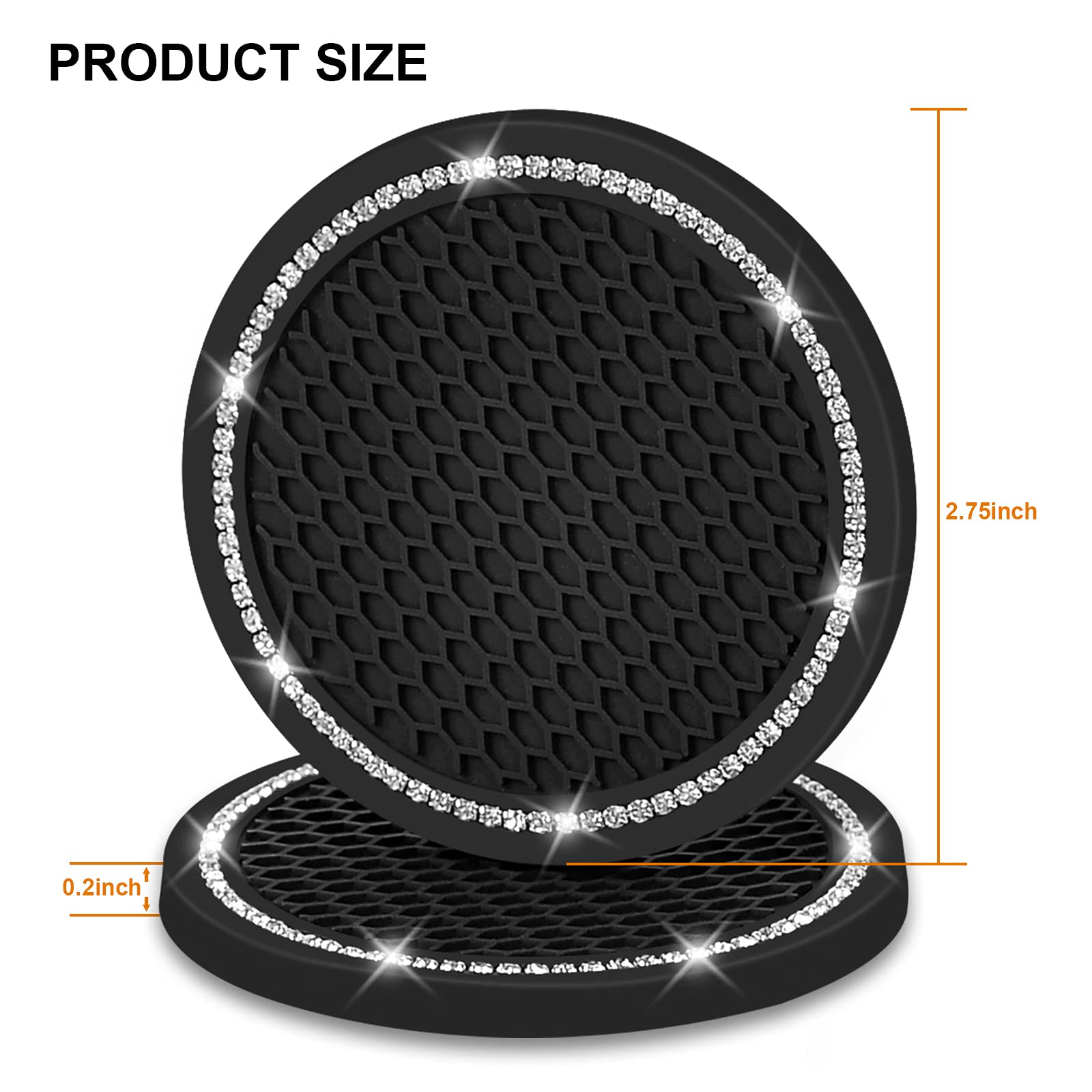 Car Coasters For Drinks,Shanshui Universal Stylish Bling Cup Holder For Vehicle Drinks Coaster Car Interior Accessories (Black/