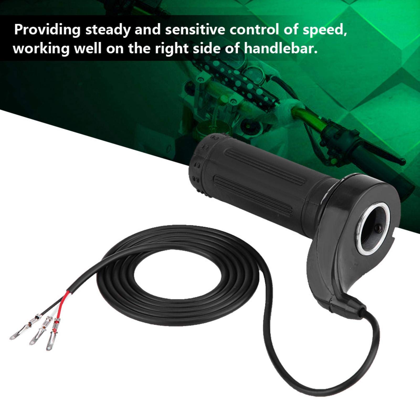 Qiilu 7/8'' 22mm Twist Throttle Accelerator Handle Grip, Twist Throttle Grip 3 Wire for Motorcycle Electric Scooter Bicycle Pock