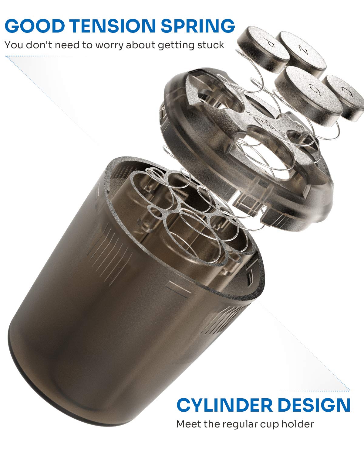 Joytutus Coin Holder For Car, High Capacity Coin Holder, Universal Car Coin Holder For Cup Holder, Change Holder For Most Car Tr