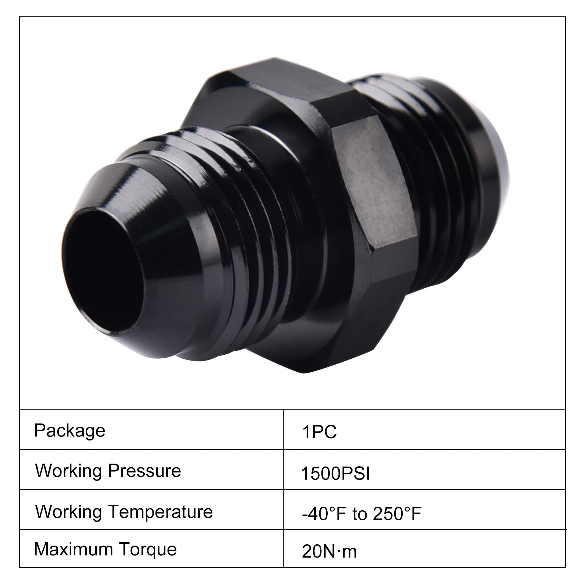 EVIL ENERGY 8AN Male to Male Flare Coupler Union Straight Fuel Hose Adapter Fitting Black