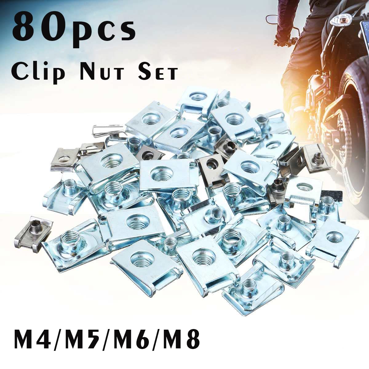 IQIHUI 80PCS Auto Car U-Clip, U Nut Kit Clip Nut Set,U-Shaped Nut M4 M5 M6 M8,for Dash Door Panel Interior, Automobile Motorcycl