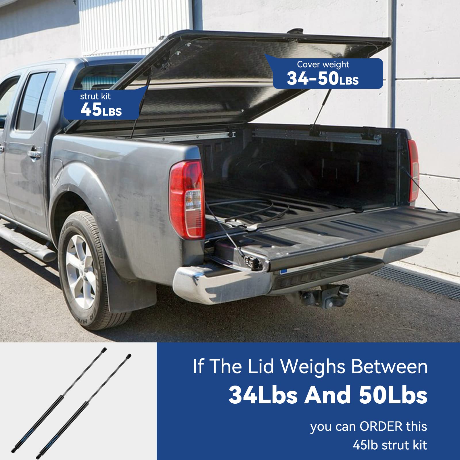 Arana St270Edi2-45 27 Inch Gas Strut 45Lbs/200N, St270Edi2-45 Undercover Replacement Struts For Tonneau Cover Pickup Truck Bed C