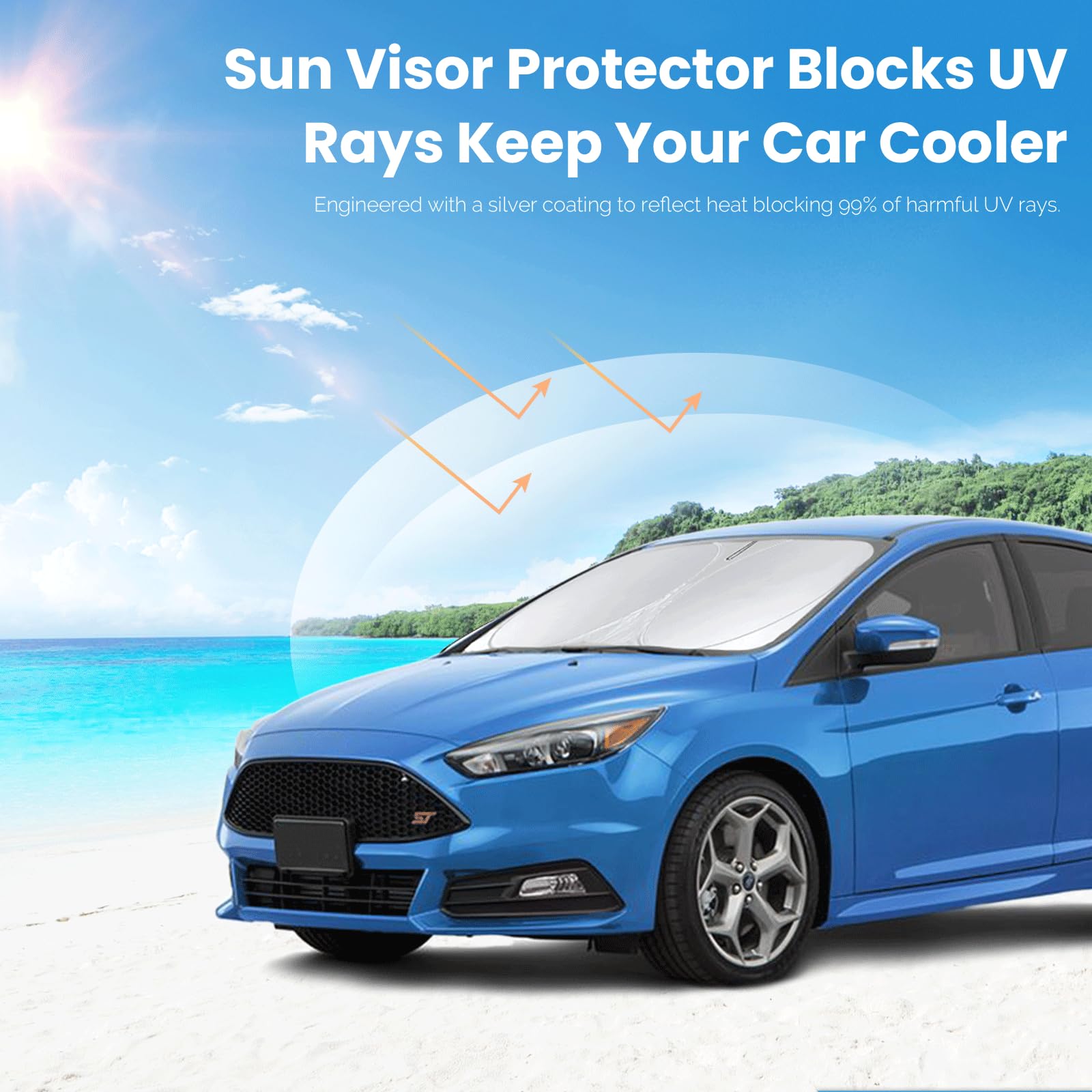 Sunshade For Focus Windshield Sun Shade Custom-Fit For 2012-2018 Ford Focus S, Rs, St, Se, Sel, Titanium, Electric Sedan Hatchba