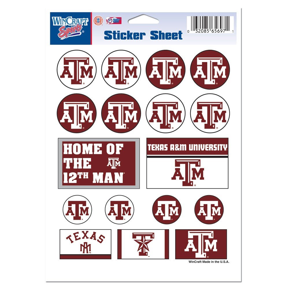 Wincraft NCAA Texas A&M University Vinyl Sticker Sheet, 5' x 7'