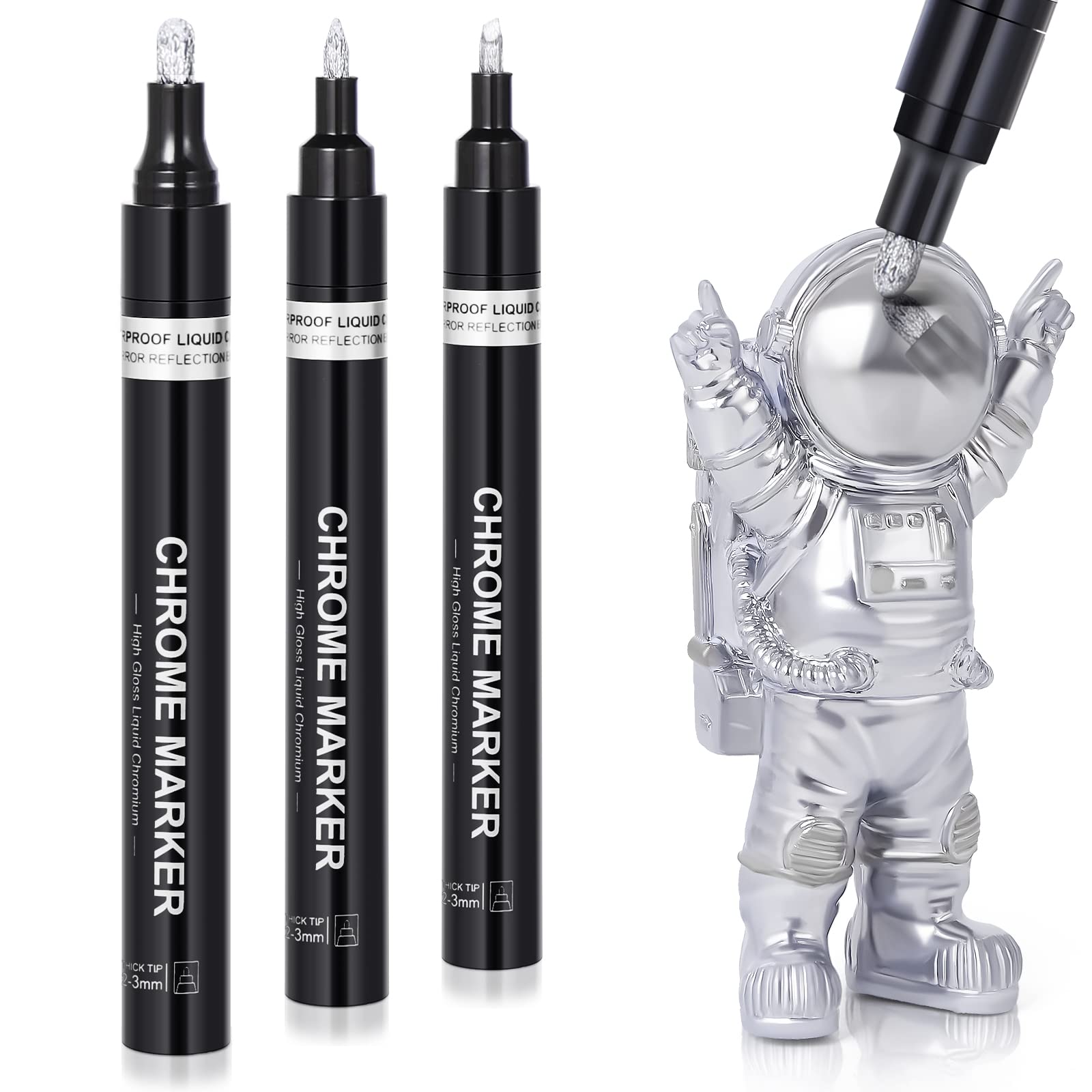Silver Chrome Paint Marker Pens: Art Liquid Mirror Chrome Paint Pen For Model Painting Metal Plastic Glass Touch Up Repair Kit C