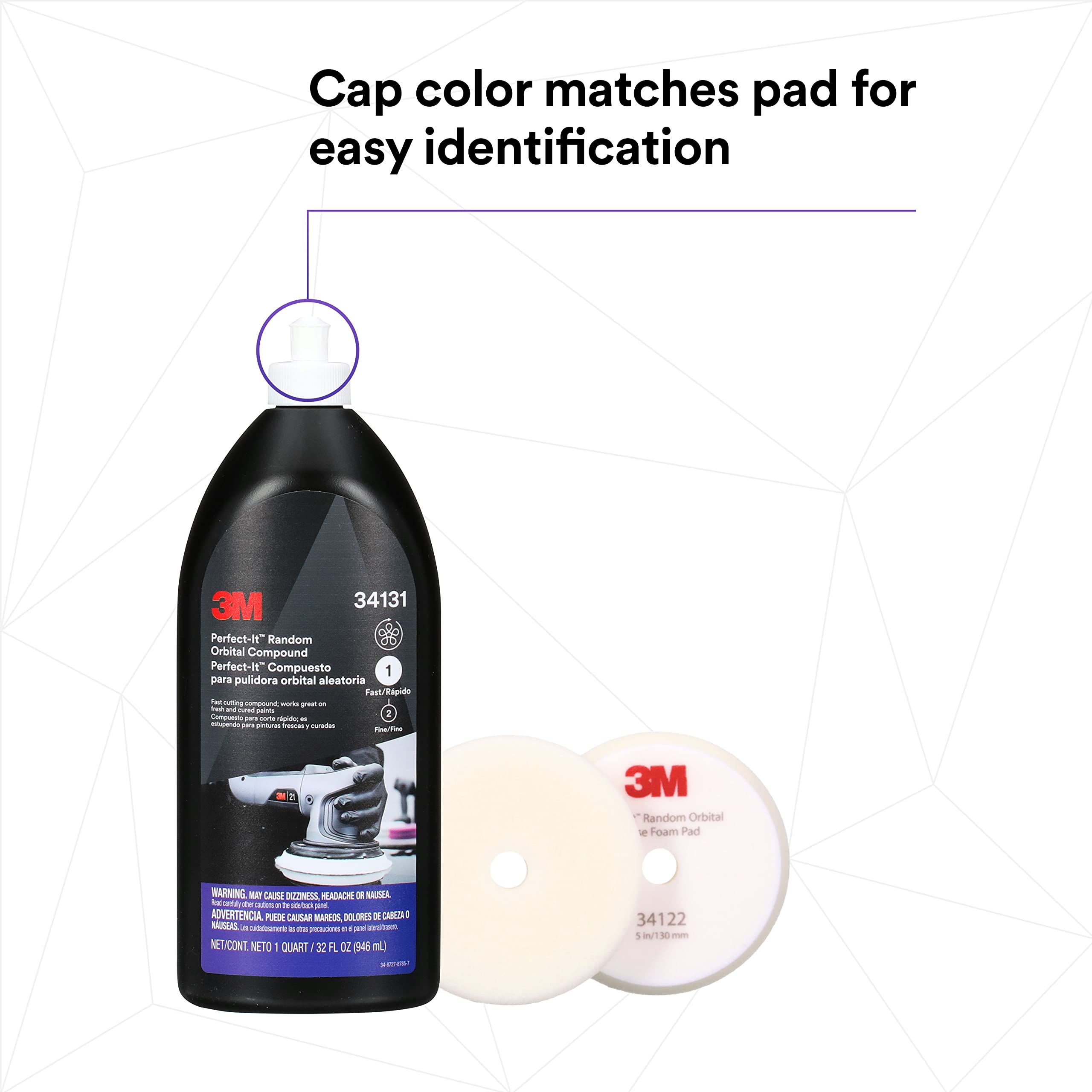 3M Perfect-It Random Orbital Compound, 34131, 1 Quart, Fast Cutting Compound For Automotive Buffing & Polishing