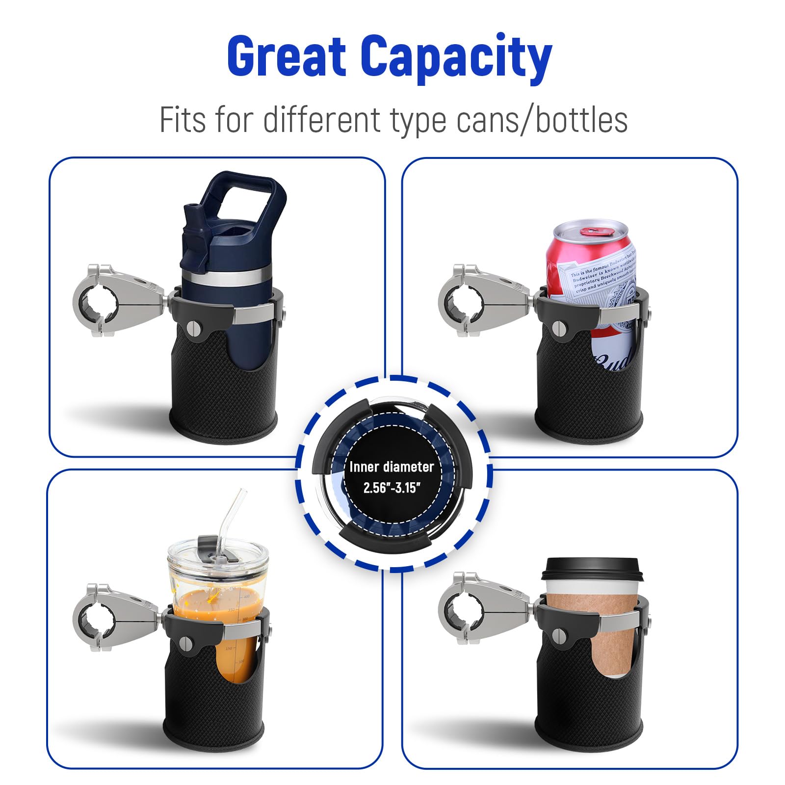 Lexin Lx-C3 Motorcycle Cup Holder With 360°Swivel Ball-Mount, Large Boat Drink Holder With Basket, Metal Handlebar Mount For Motorcycle Passenger/Atv/Scotter/Harley, Fits Handlebar 7/8'' To 1 1/4''