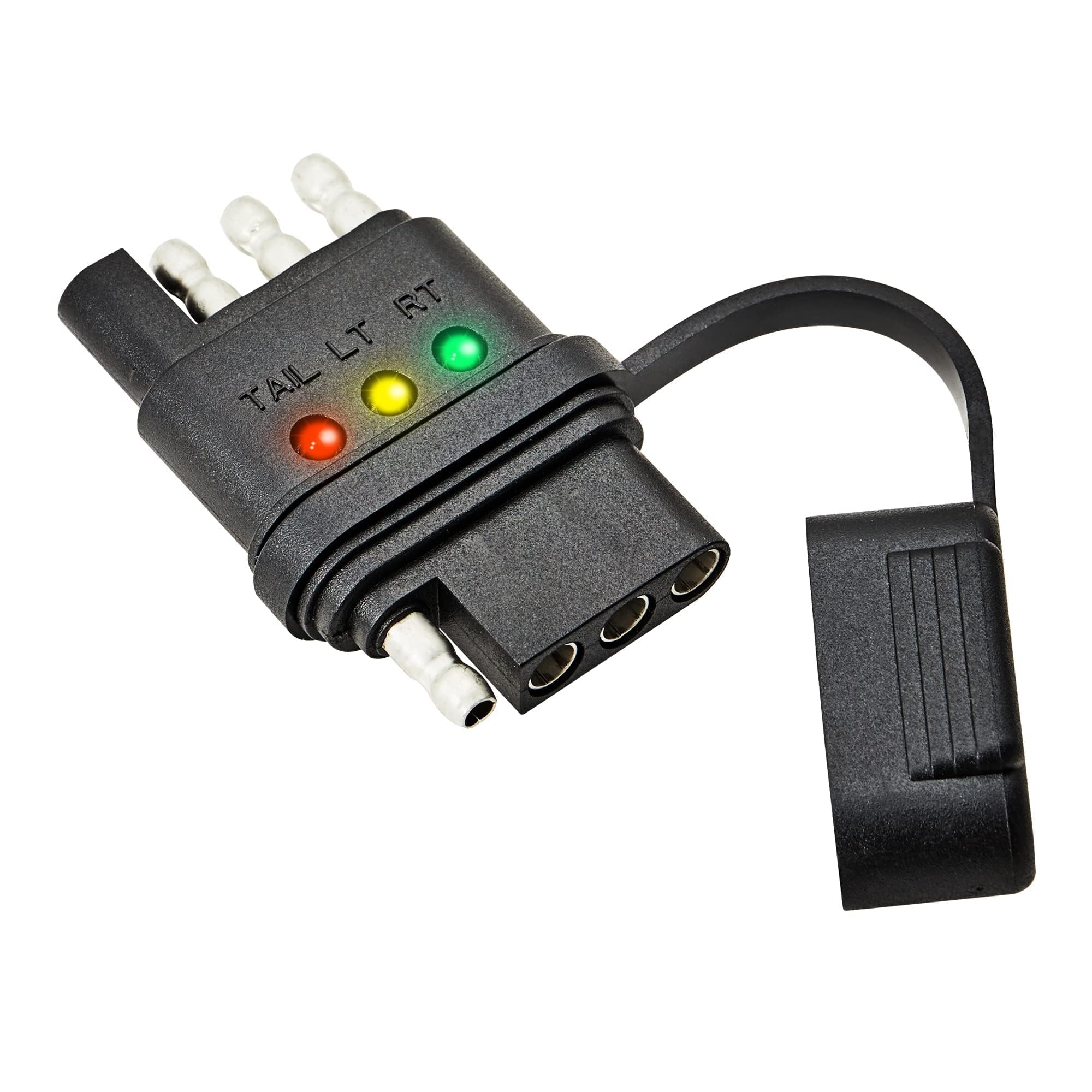 Oyviny 4-Way Flat Trailer Wiring Tester 4 Pin Male and Female Trailer Tester with Bright Indicators, Double End Design 4 Pin Tra
