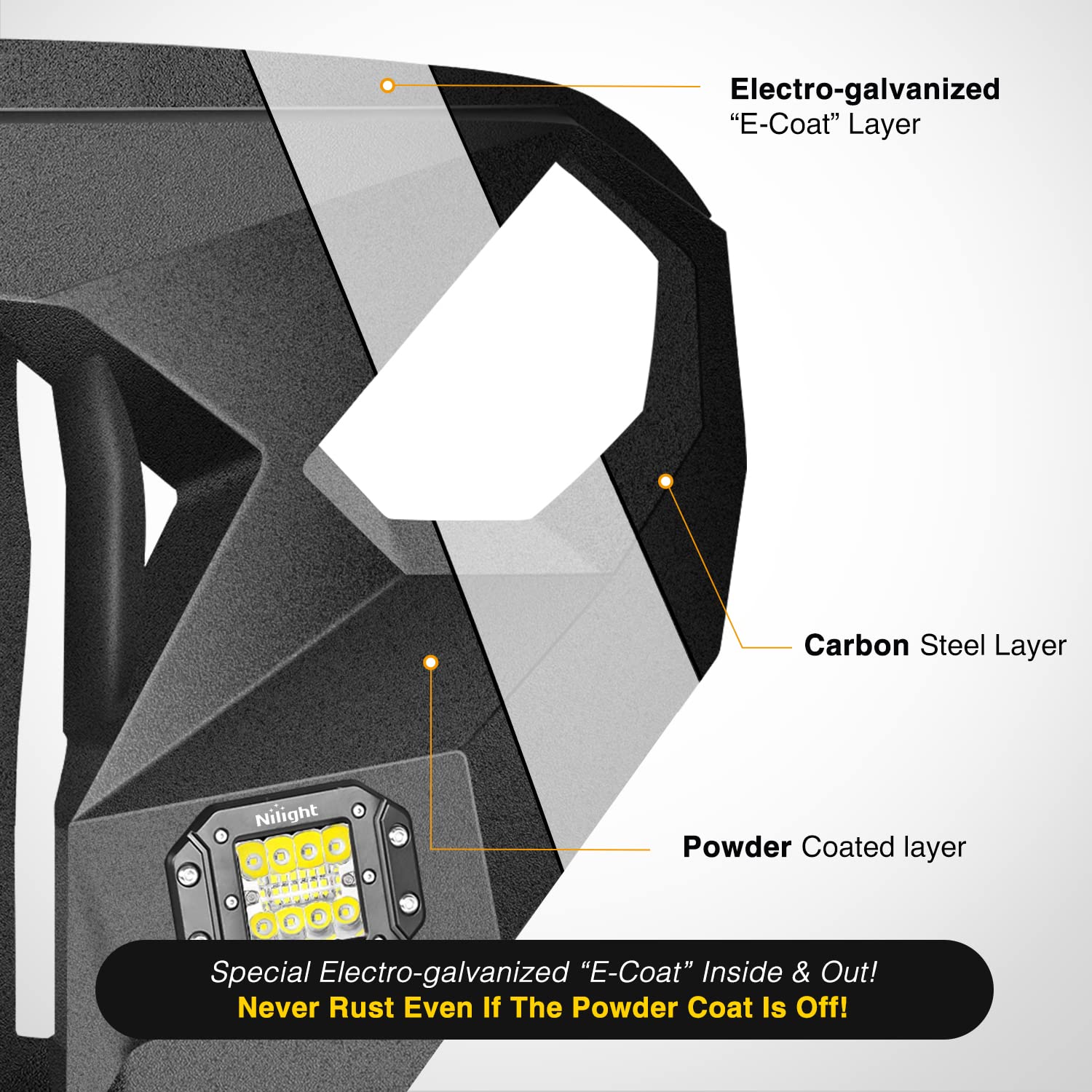 Nilight Front Bumper Grill For 2007-2015 2016 2017 2018 Wrangler Jk&Unlimited 2/4 Doors With Winch Plate 2X42W Led Work Light Po