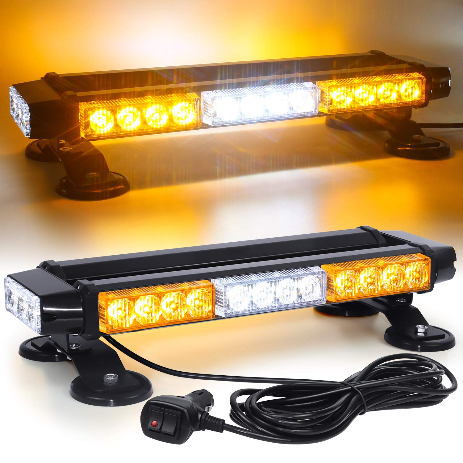 Linkitom Led Strobe Flashing Light Bar -Double Side 30 Led High Intensity Emergency Hazard Warning Lighting Bar/Beacon/With Magn
