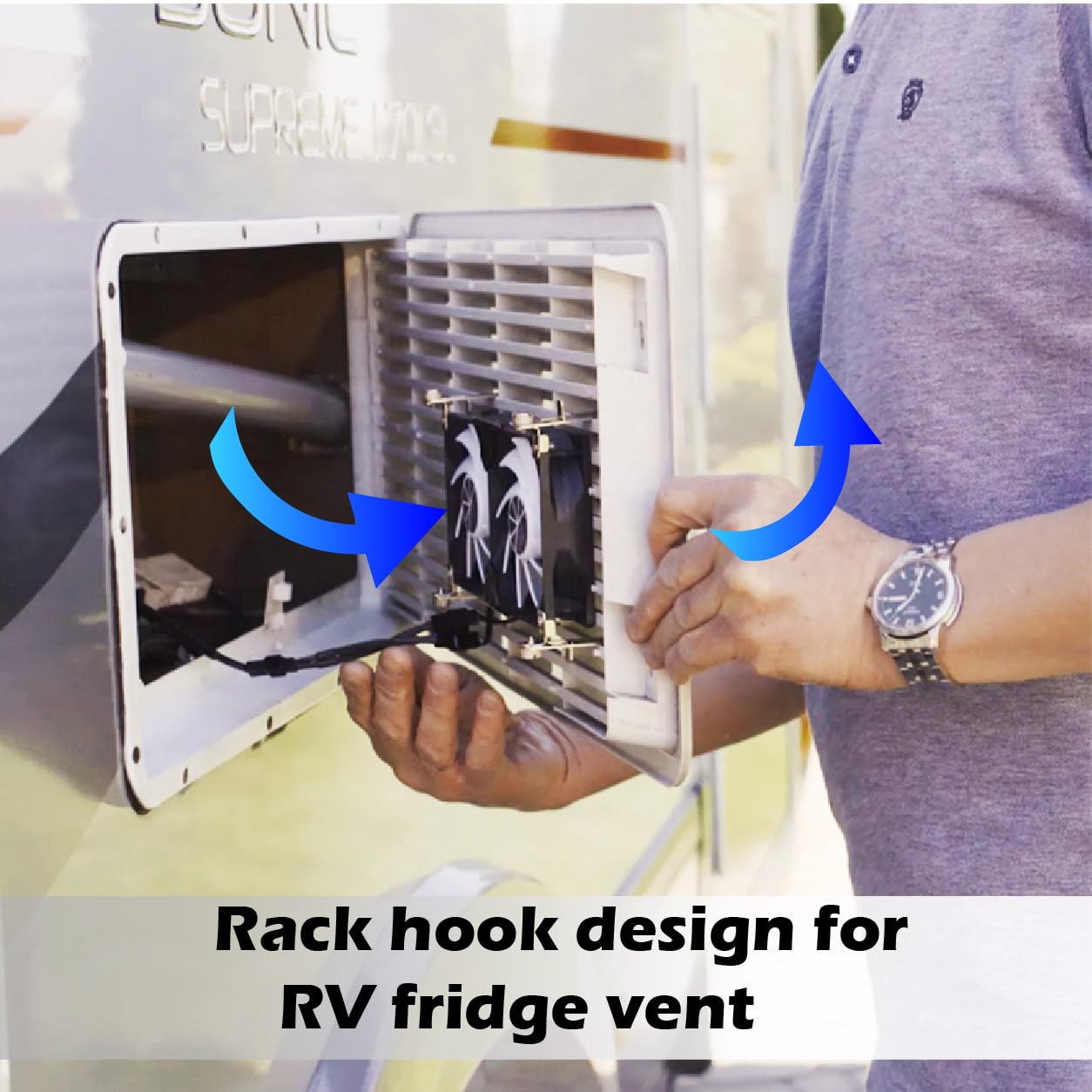 TITAN- 12V DC Double Rack Mount Ventilation Cooling Fan for Fridge Vent and Ventilation Grille with Speed Controller (120mm(V2+)