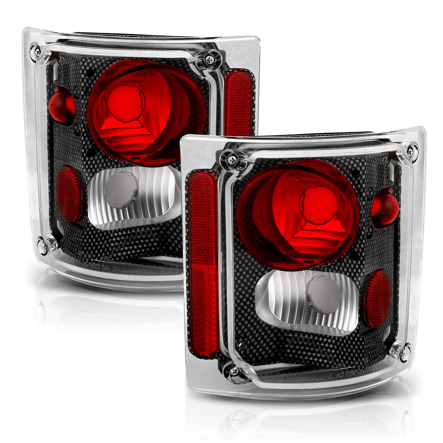 Amerilite Carbon Replacement Brake Tail Lights Housing Set For Chevy/Gmc Full Size - Passenger And Driver Side