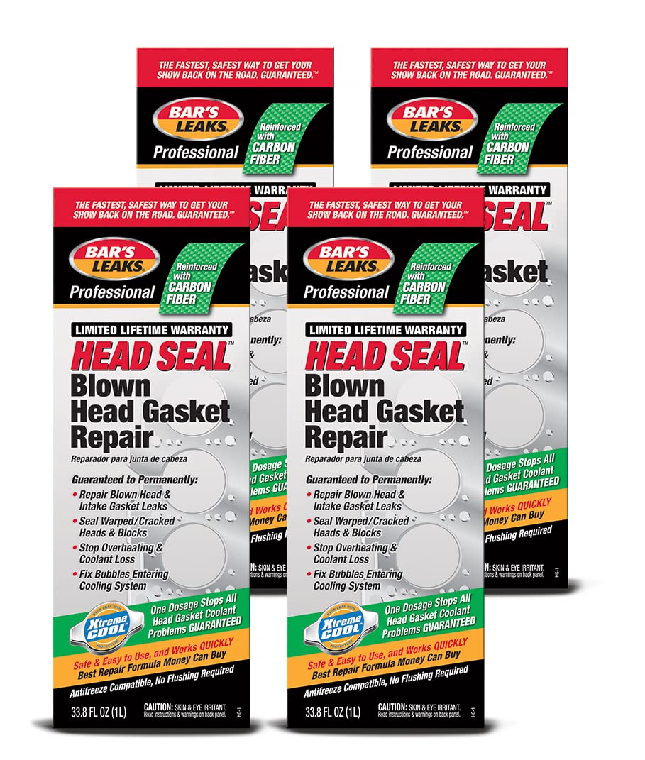Bar's Leaks HG-1 Blown Head Gasket Repair, 33.8 oz - Pack of 4, Effective Engine Sealant for Leaks and Overheating Issues