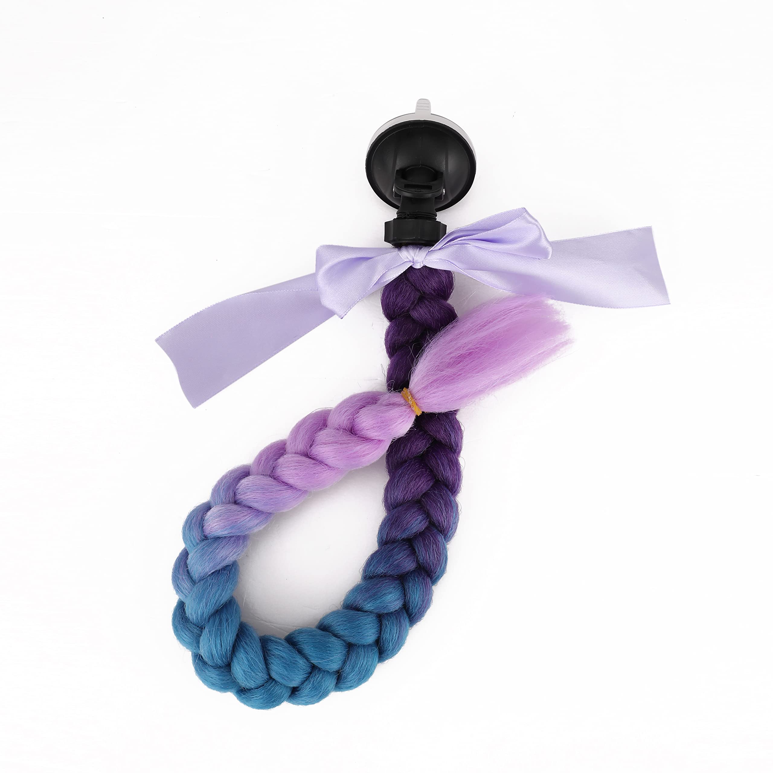 Sego 2 Pcs Helmet Pigtail Braids With Detachable Suction Cup Bowknot Ponytails Hair For Women/Men 20 Inch 2 Pcs/Pack (Helmet Not