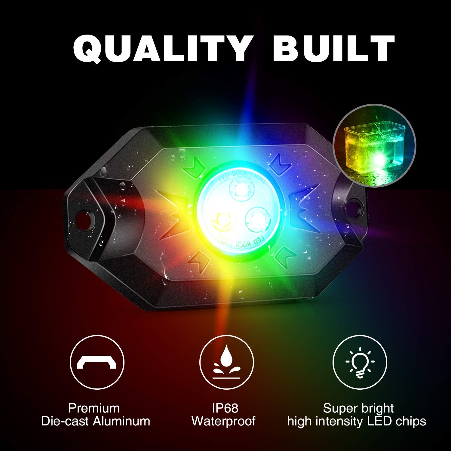 Nilight Rgb Led Rock Lights Kit 8 Pods Underglow Multicolor Neon Light Pod With Bluetooth App Control Timing Function Flashing M