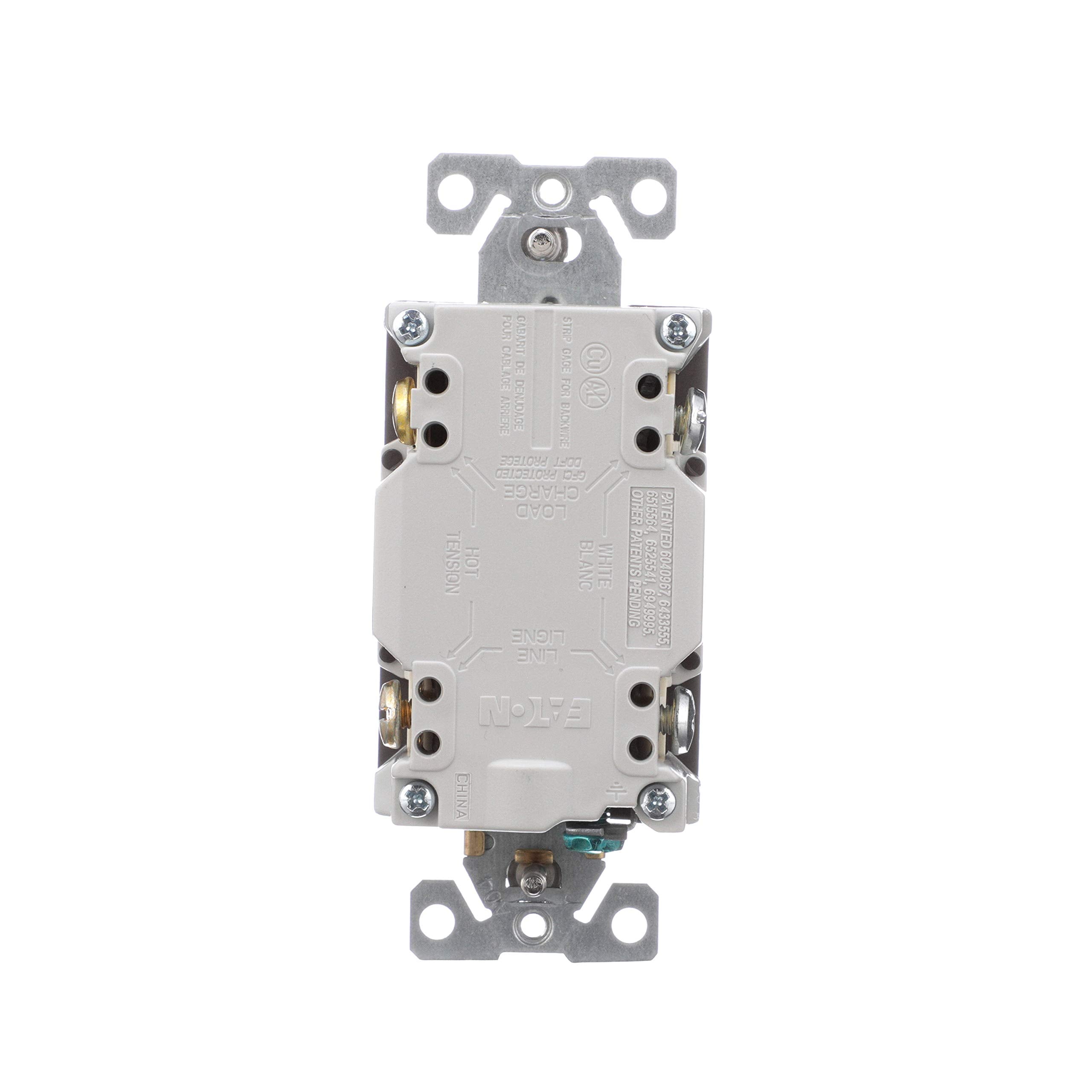 Eaton Wiring Trsgfa15B Aaron Hart 15A 125V Tamper Resistant Gfci Receptacle With Audible Alarm, Brownbrown