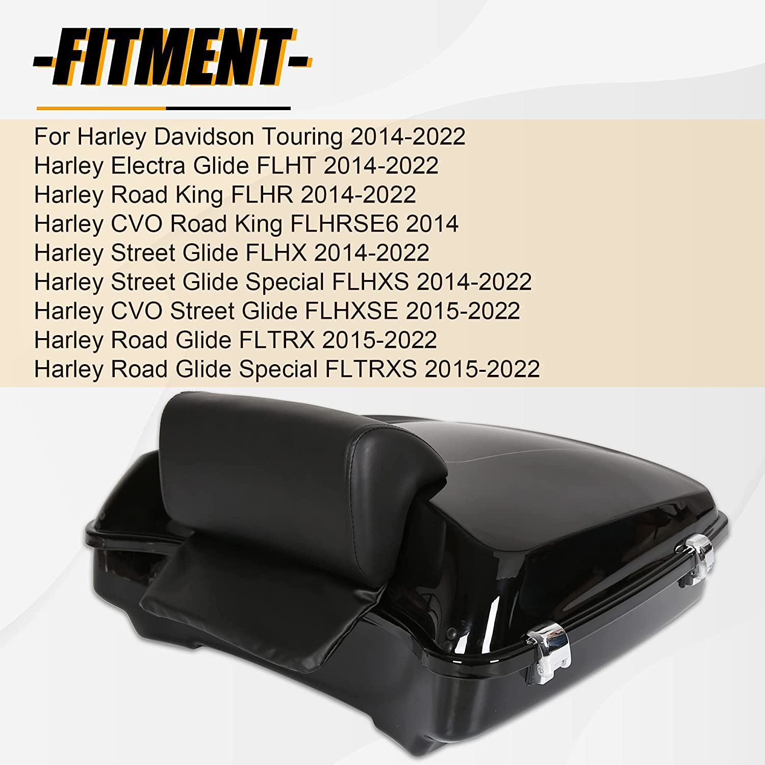 ECOTRIC 5.5'' Razor Tour Pack Trunk Luggage w/Backrest Compatible with 2014-2022 Harley Davidson Touring Models Trunk Tail Box