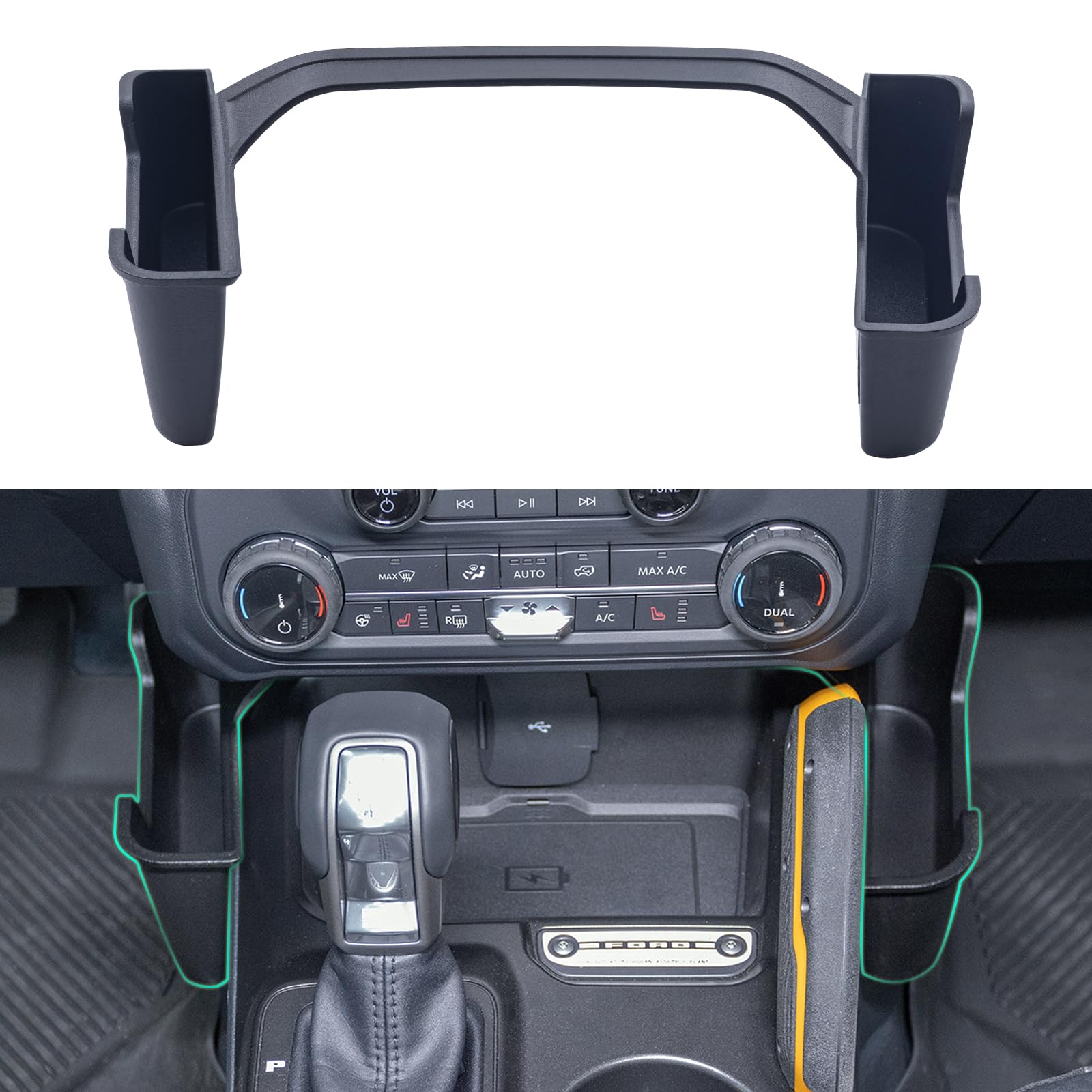 Topinstall Gear Shifter Organizer - Compatible With 2021-2025 Ford Bronco, Center Console Gear Side Storage Box Tray Interior Ac