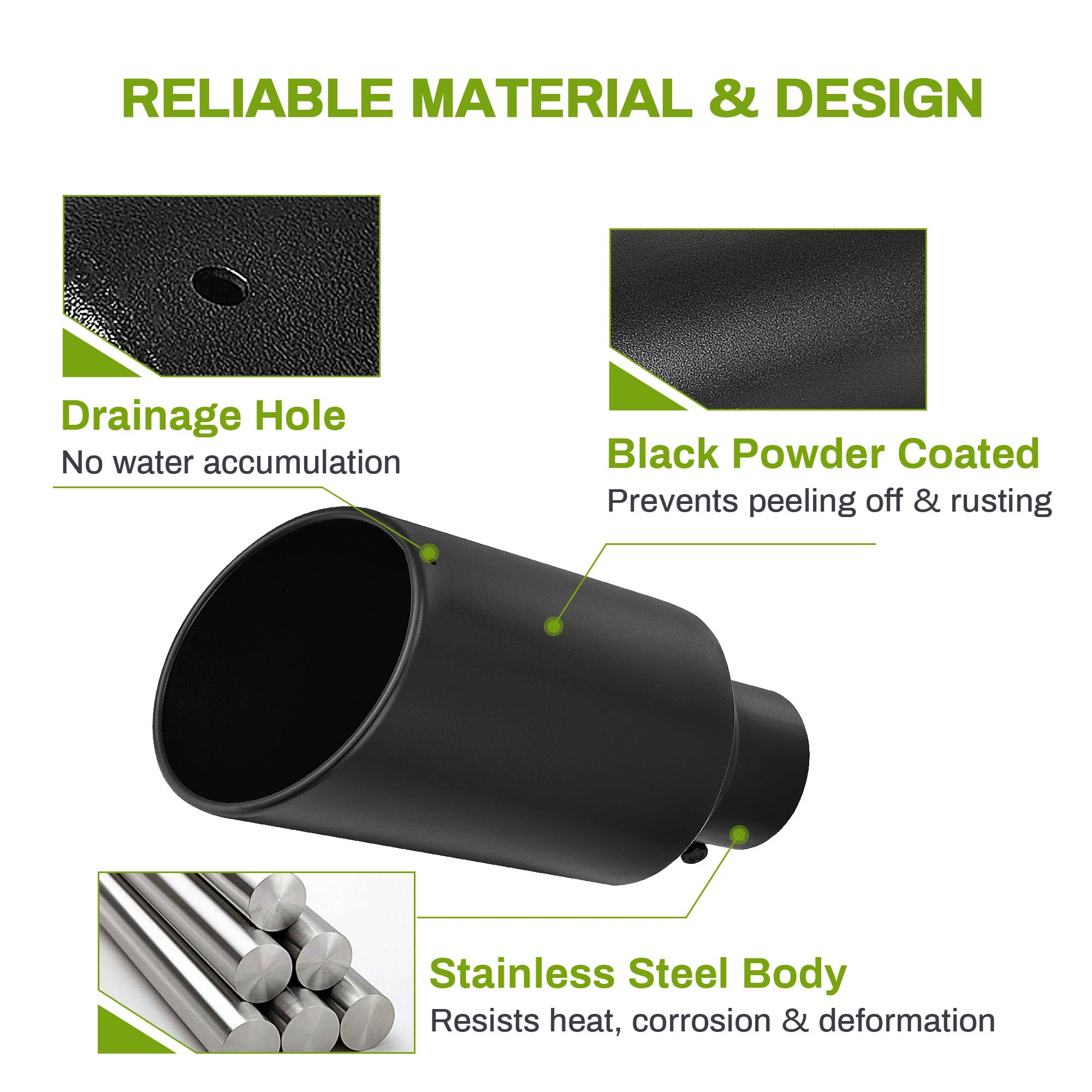 Autosaver88 4 Inch Inlet Exhaust Tip, 4'' Inlet 7'' Outlet 15'' Overall Length Stainless Steel Diesel Exhaust Tail Tip For 4'' O