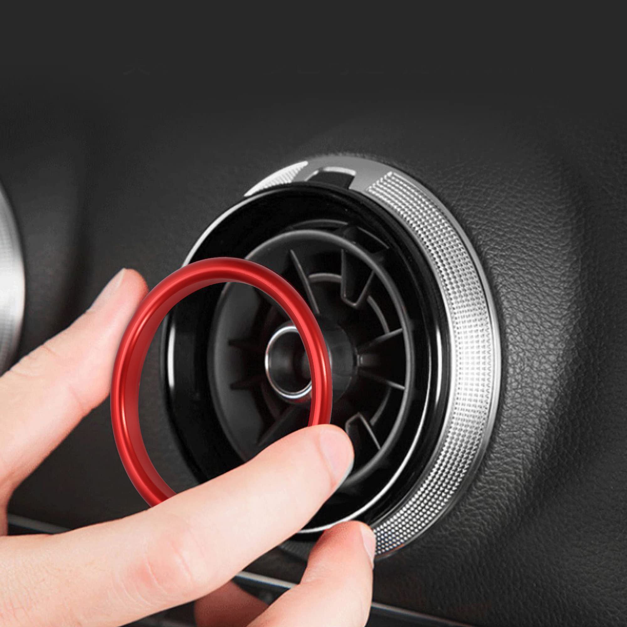TOMALL 4pcs Aluminum AC Vent Outlet Ring Cover Compatible with Audi A3 S3 RS3 Air Conditioning Inner Vent Trim Decoration Interior Accessories (Red-Inner Ring)
