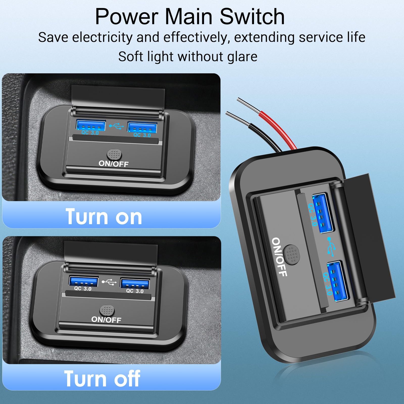 2 Pack 12V Usb Outlet Dual Quick Charge 3.0 Car Usb Ports: 12 Volt Power Outlet Usb Panel Wall Mount Car Charger Socket For Marine Rv Motorcycle Boat Car Truck, Etc. (Surface Mount Installation)