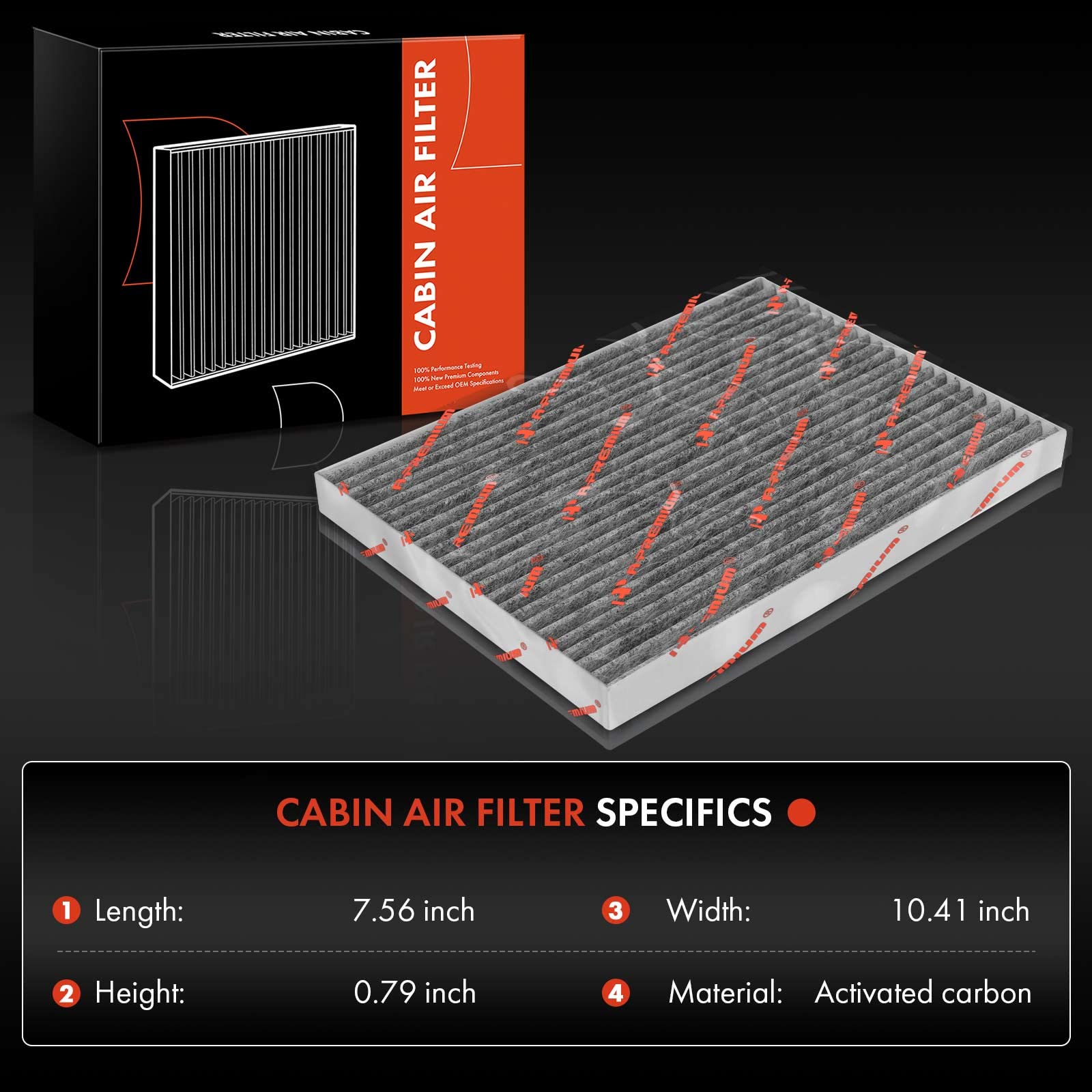 A-Premium Cabin Air Filter With Activated Carbon Compatible With Nissan Sentra 2007-2012, Rogue 2008-2013, Rogue Select 2014-201