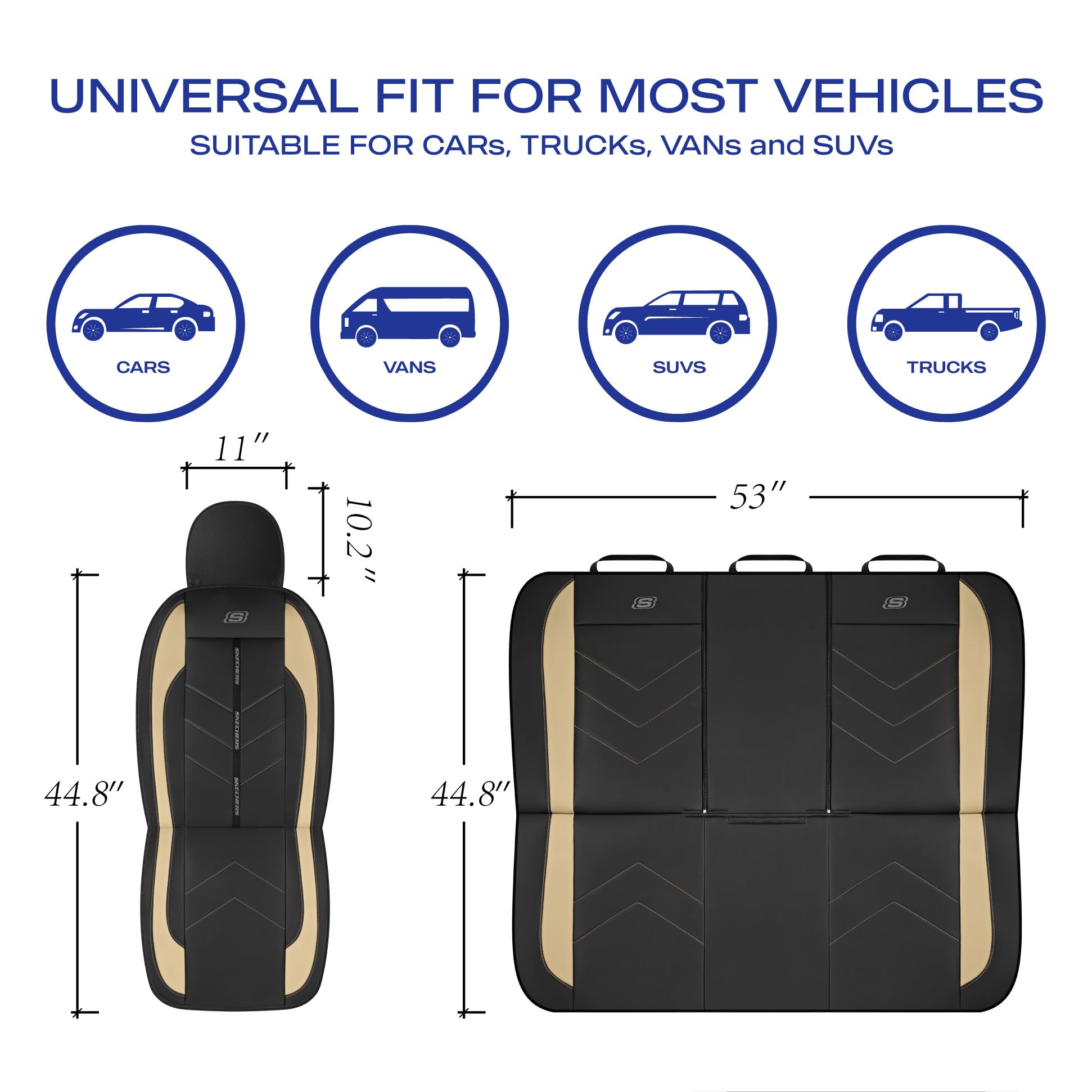 Skechers Car Seat Covers,Luxury Faux Leather Seat Covers,Waterproof Anti Slip Car Seat Protector Front Seats,Car Accessories Air