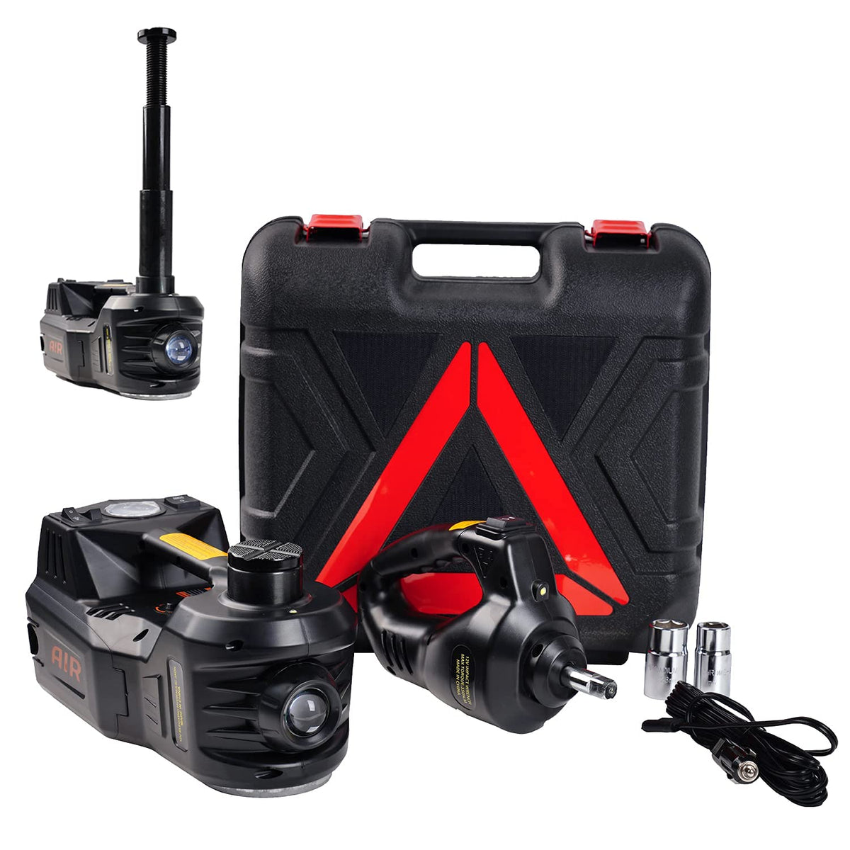 Rogtz Electric Car Jack Kit 5 Ton 12V Car Jack Hydraulic Jack With Impact Wrench And Tire Inflator Pump, Car Lift Floor Jack For