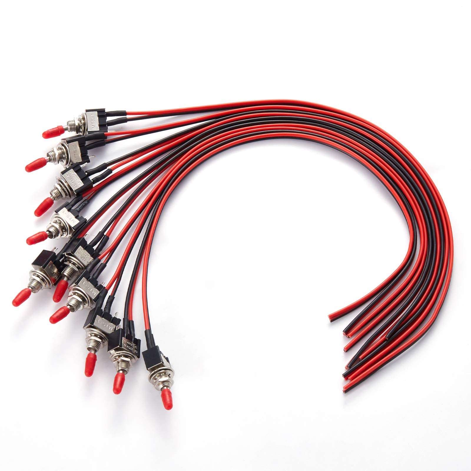 Vonvoff Toggle Switch,On/Off Spst With Pre-Soldered Wires,3V/5V/12V/24V/72V/110V/220V/240V/ Mini Toggle Switches For Car,Truck, Light,Test Machine,Industrial Equipment.3 Pins 2Positions,10Pcs (Black)