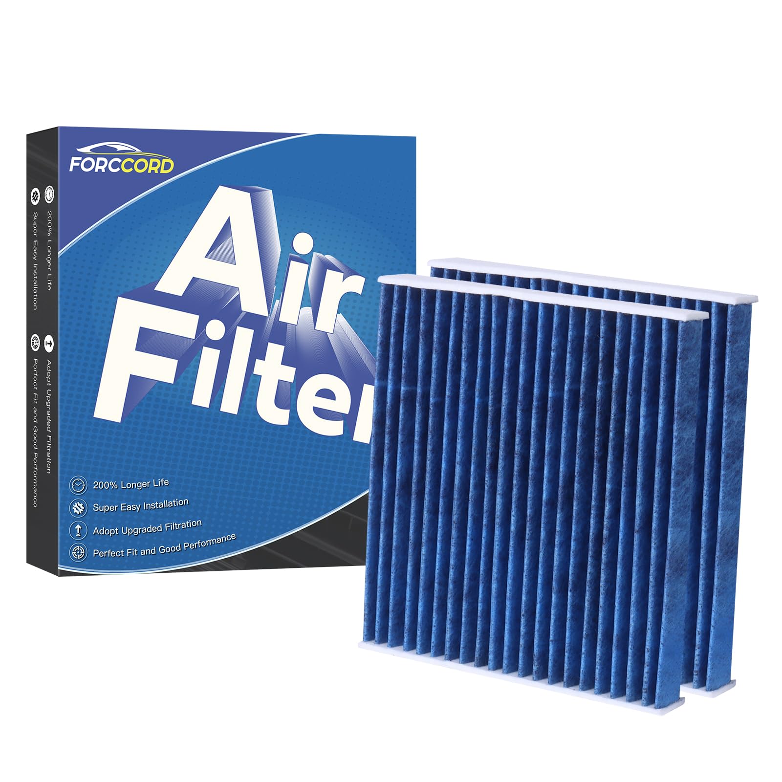 Forccord 2-PACK HEPA Cabin Air Filter Fits for Toyota Camry/Corolla/4Runner Sienna Tundra RAV4 Lexus RX350 Activated CF10285 Car
