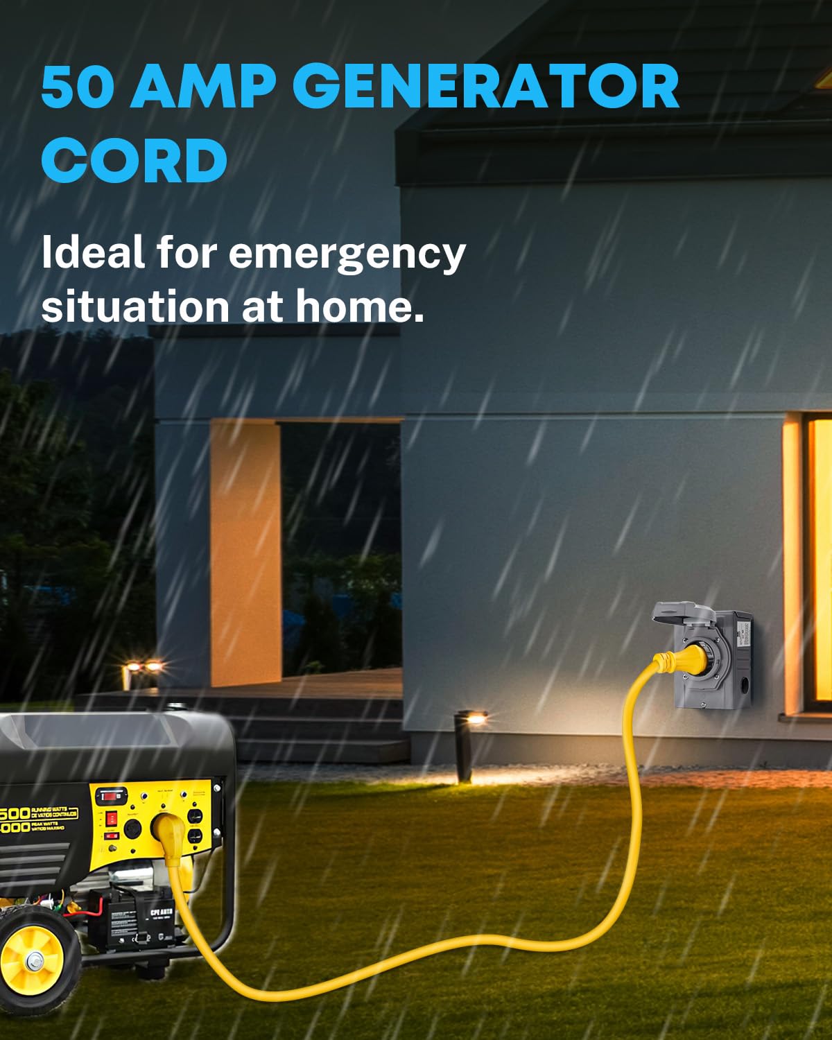Kohree 50 Amp Rv Extension Cord 25Ft Heavy Duty Generator Cord, 50 Amp Rv Power Cord With Grip Handle, Nema 14-50P To Ss2-50R Tw