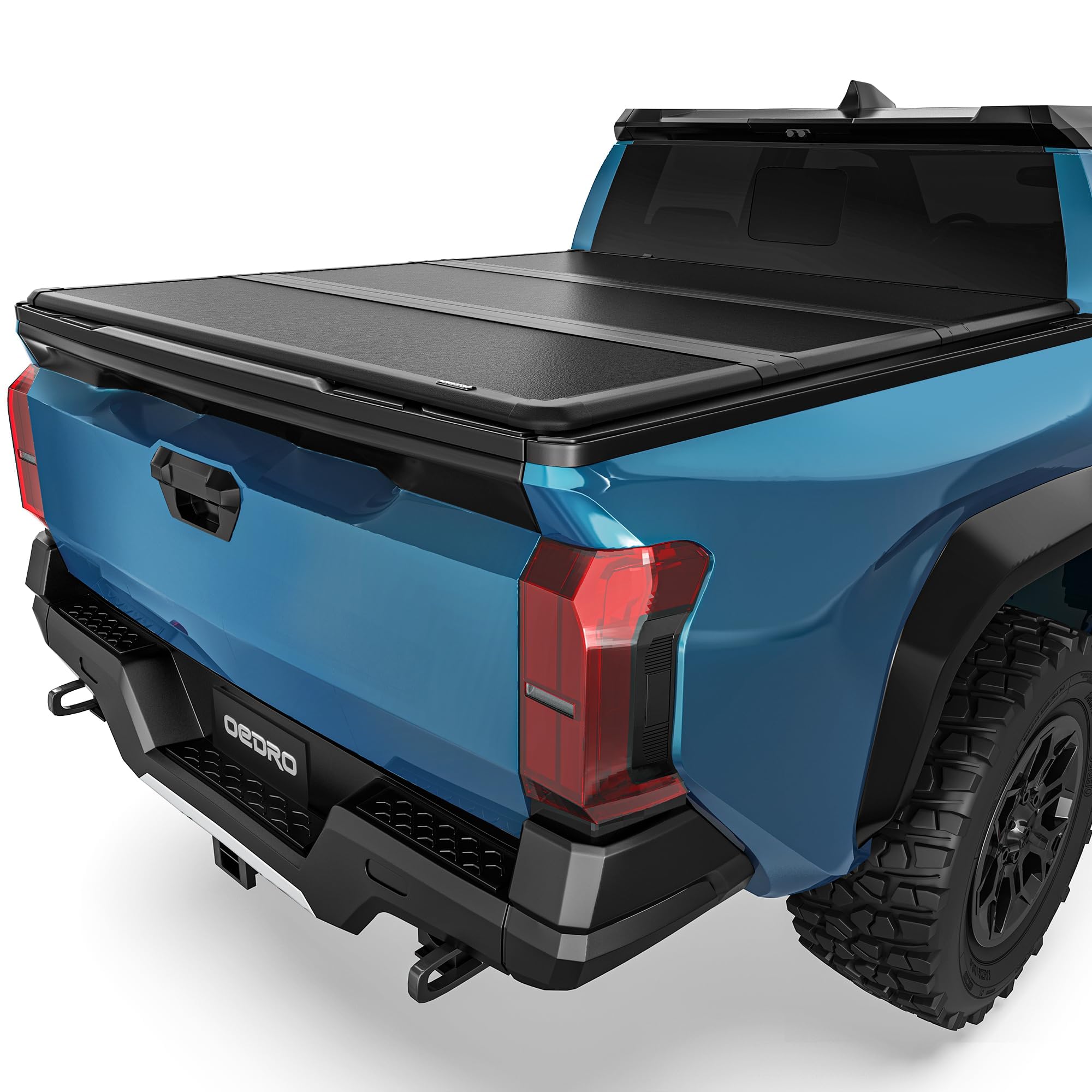 OEDRO FRP Hard Tri-fold Tonneau Cover Fold Truck Bed Covers Compatible with Toyota Tacoma 2024 2025 (Excl. Trail Edition) with 5