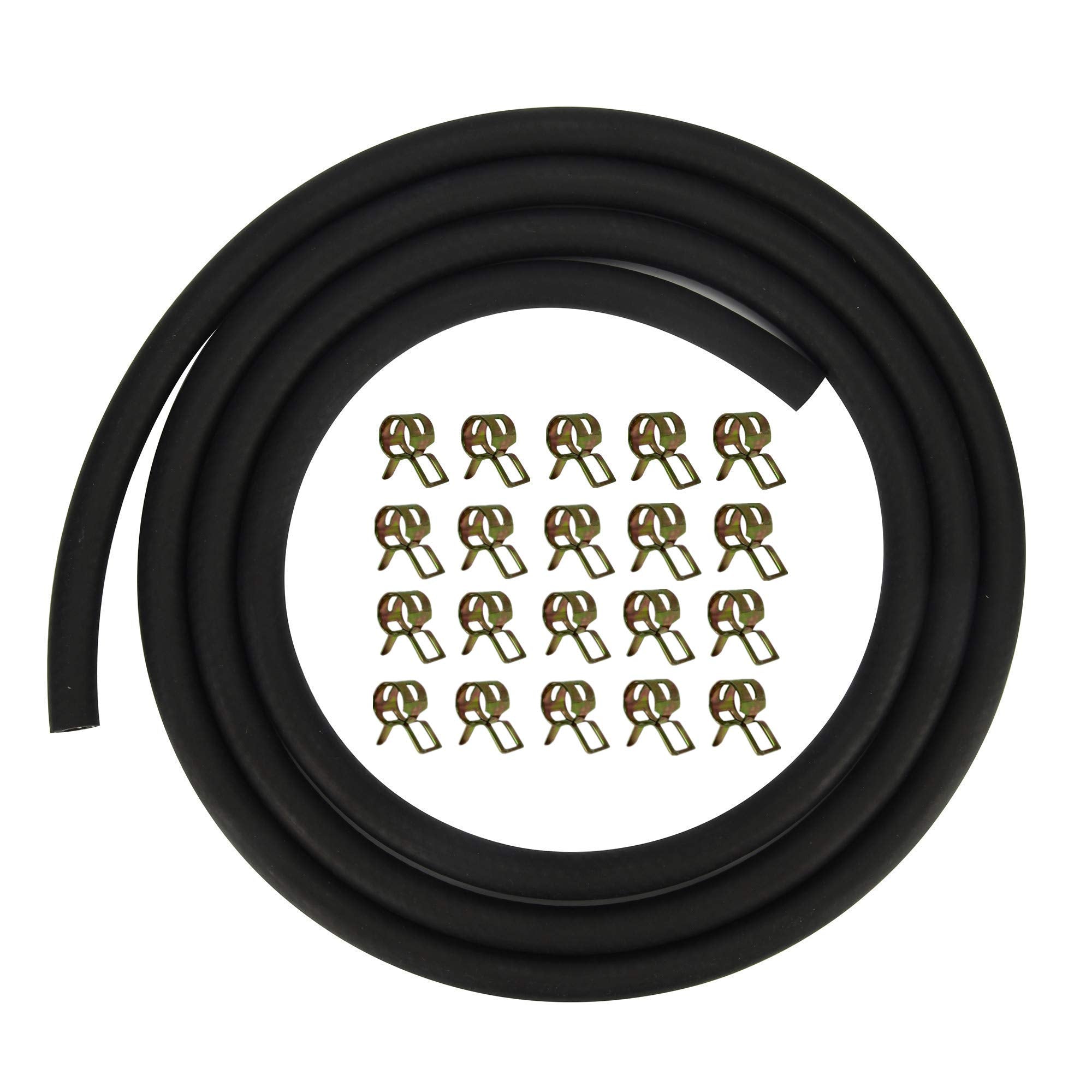 Be-One 1/4 Inch Id Fuel Line+20Pcs 2/5' Id Hose Clamps For Kawasaki Kohler Briggs & Stratton Small Engines 9.8 Feet Length