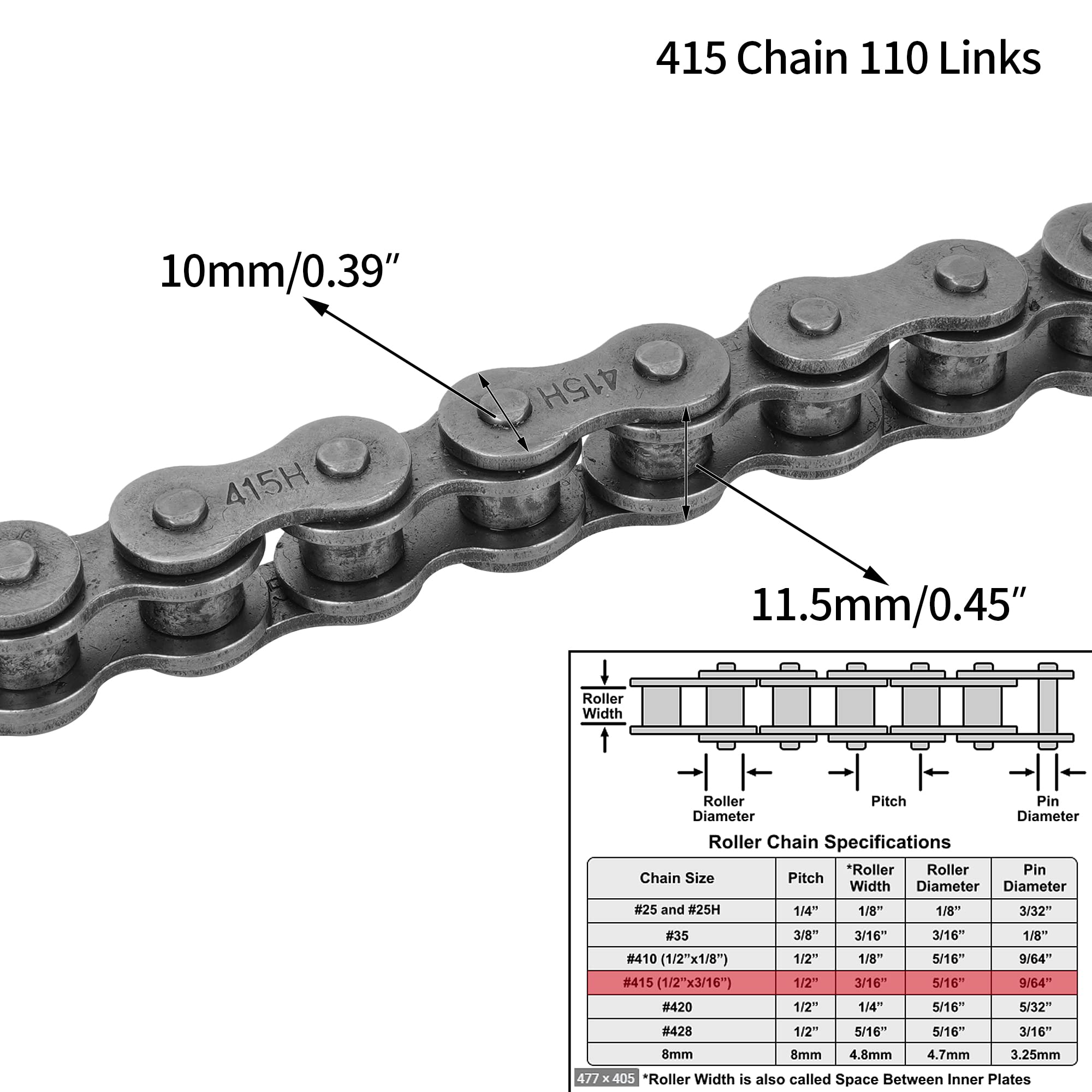 415H-110L Chain With Connector Links For 49Cc 60Cc 66Cc 80Cc 2-Stroke Engine Atv Mower Motor Motorized Bicycle Bike Buyang Cools