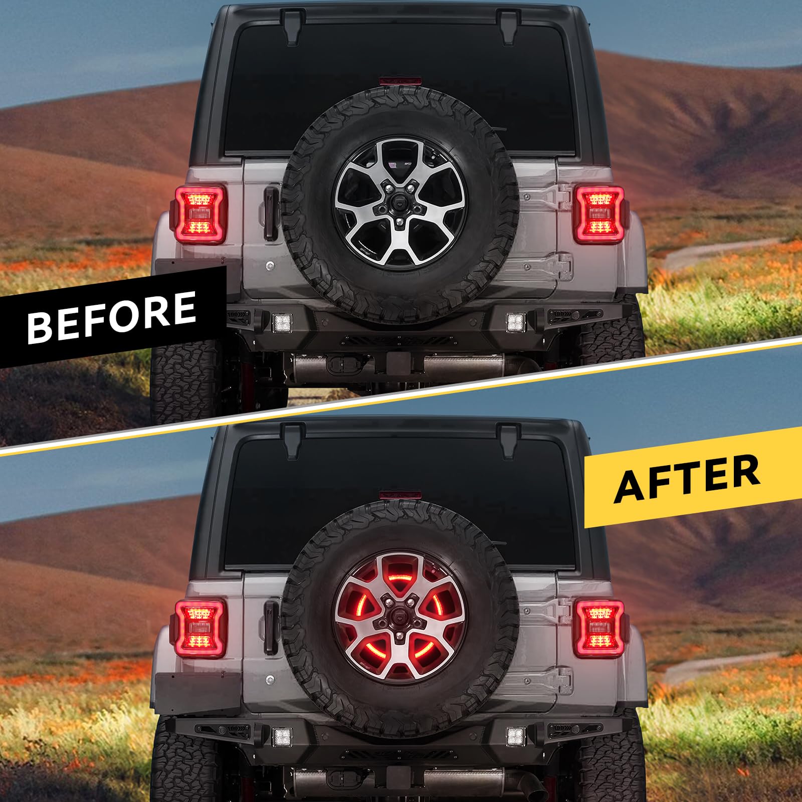 Bordan Spare Tire Led Third Brake Light For Wrangler Jl Jlu, Plug & Play, Rear Brake Light Compatible With 2018-2022 Jeep Wrangl