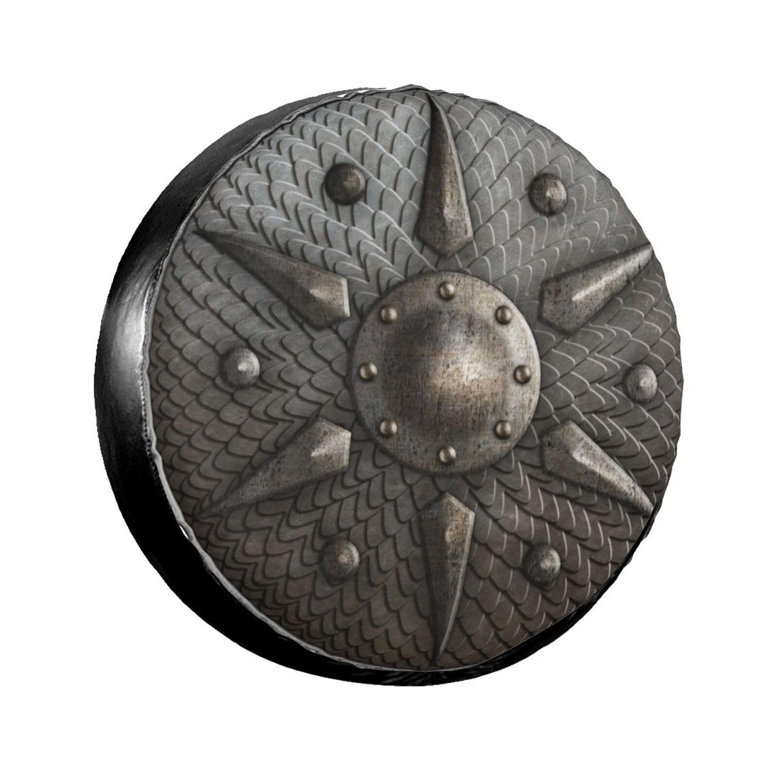 Round Metal Shield Viking Spare Tire Cover Retro Medieval Tire Wheel Covers Weatherproof Wheel Tire Protector Waterproof Tyre Co