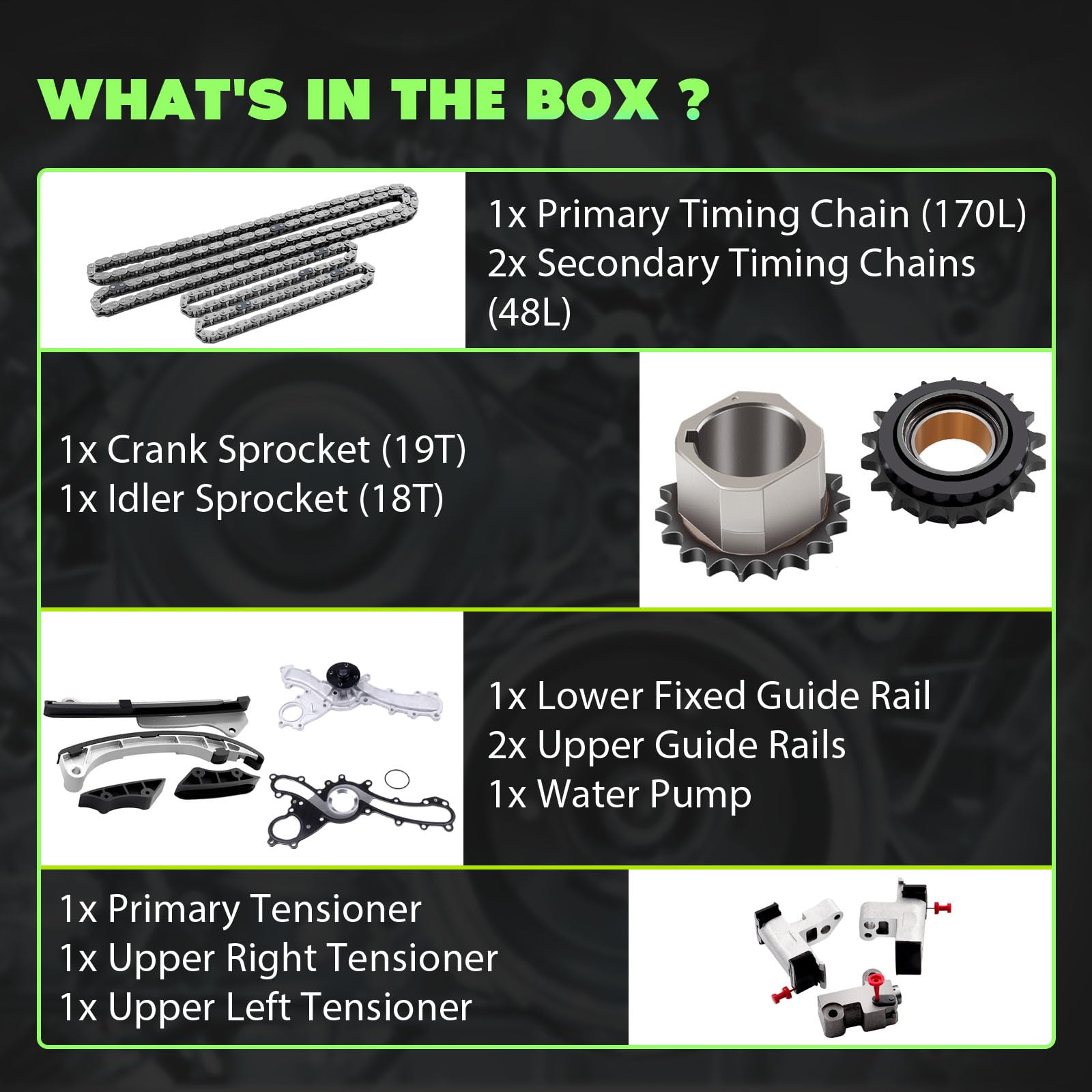 Scitoo Engine Timing Chain Kit With Water Pump - Tk2040 Aw6047 Fit For Lexus Es350 Rx350 Rx450H Highlander Sienna Avalon Camry R