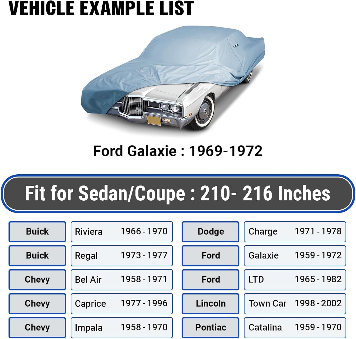 iCarCover 18-Layer Car Cover Waterproof All Weather, Premium Quality Car Covers for Automobiles, UV Protection, El Camino, Impal