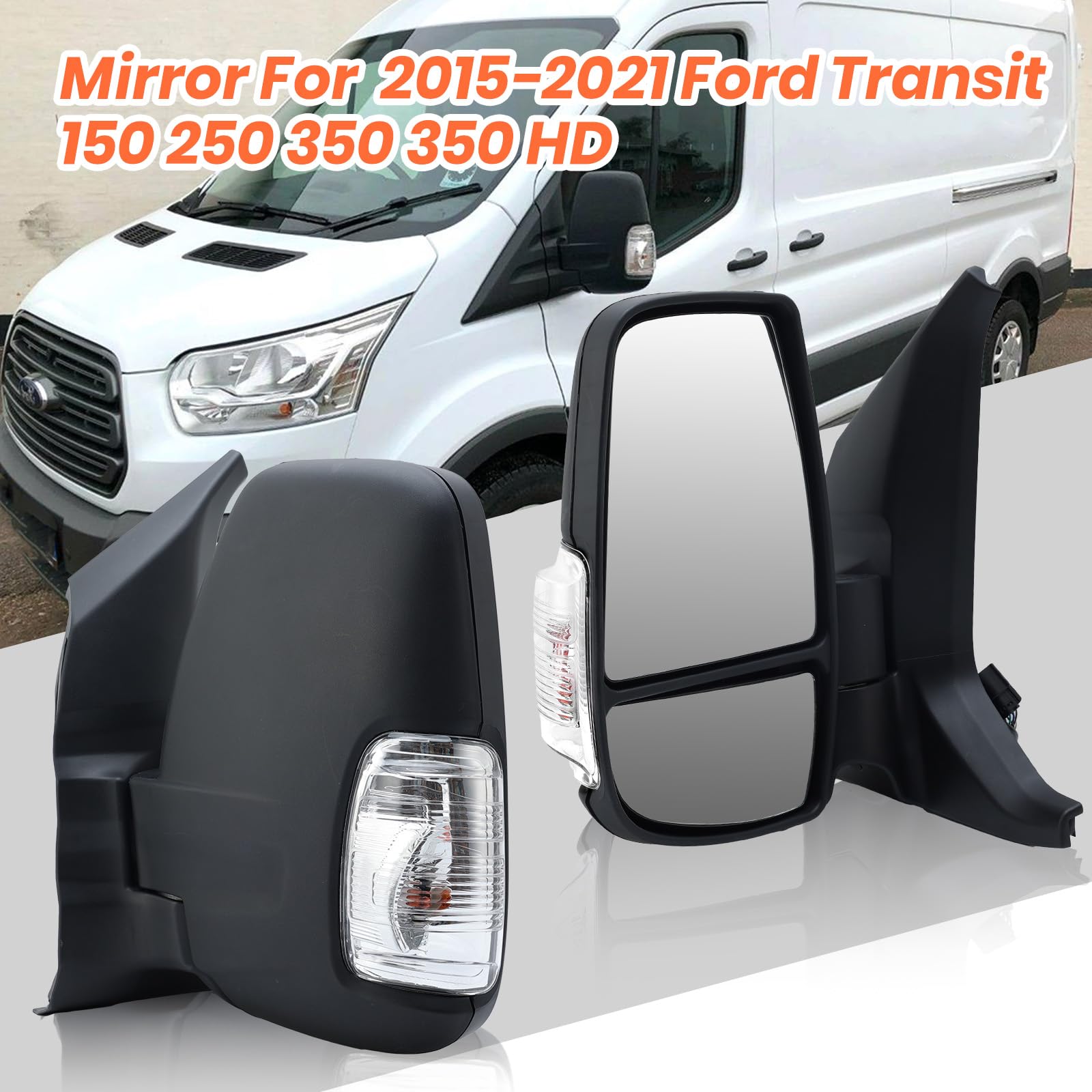 Mofoap Driver Side Mirror,Mirror Compatible With 2015-2021 Ford Transit 150 250 350 350 Hd,Transit Side View Mirror With Power G