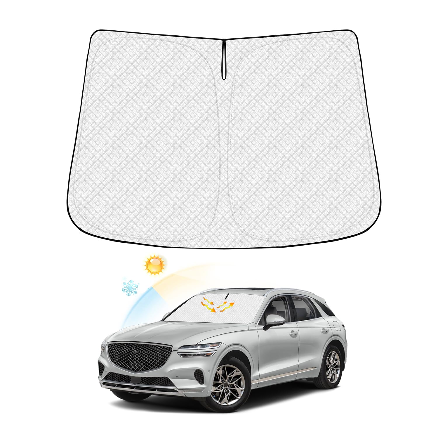 Canvcle Windshield Sun Shade For 2022-2024 2025 Genesis Gv70 Accessories Thicken 6-Layer Front Window Sunshade Cover Sun Visor P