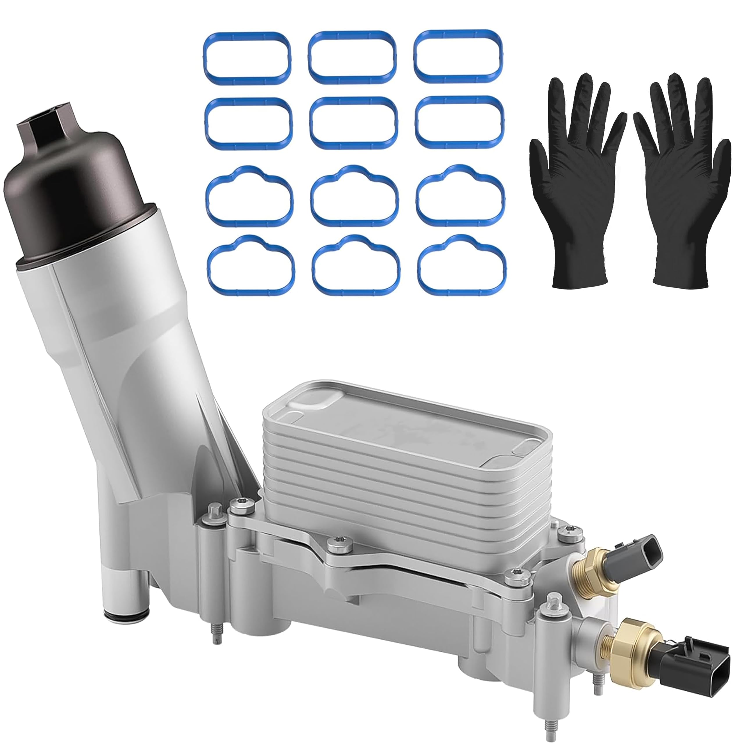 Xinlin 926-876 926-959 Upgraded Aluminum Engine Oil Filter Housing With Oil Cooler For 2011-2016 Dodge Journey Charger Challenger Durango Avenger Wrangler Grand Cherokee Chrysler 200 300 Town Country