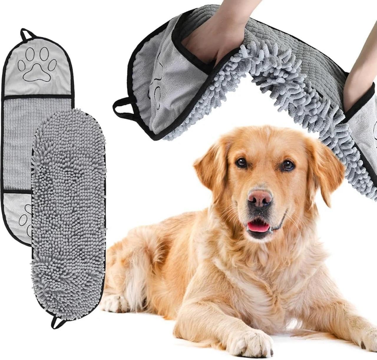 ORVENIX Microfiber Dog Drying Towel, UltraAbsorbent Soft Pet Grooming Cloth, QuickDry Bath & Shower Towel for Dogs and Cats, 3