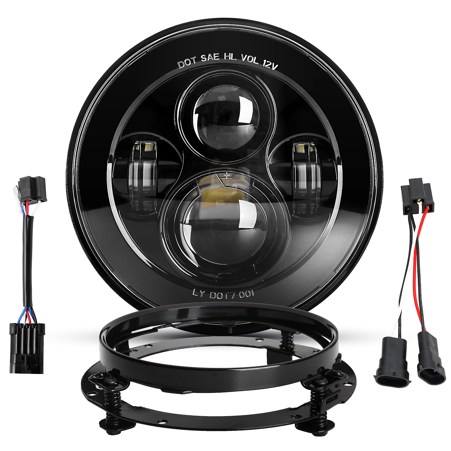 Dot Approved 7Inch Black LED Headlight with Mounting Bracket Compatible with Motorcycle Tour,FLD,Softail Heritage,Street Glide,R