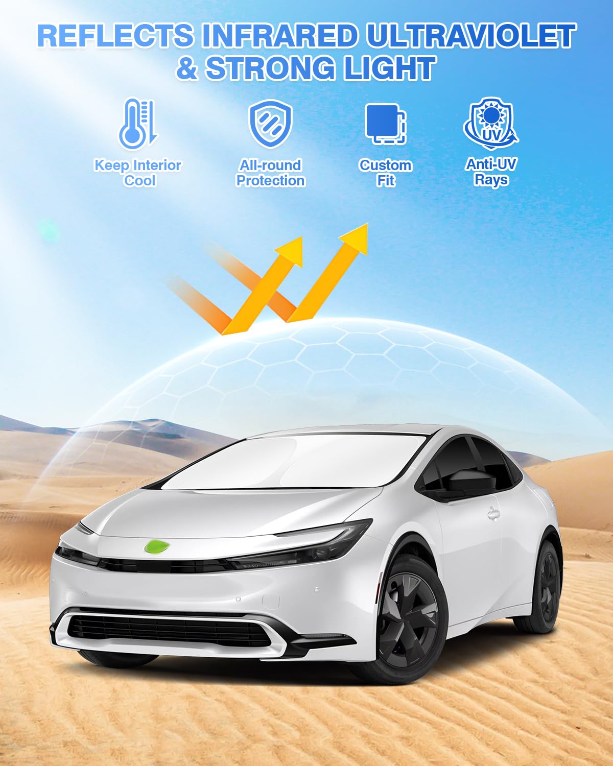 Canvcle Black Sunshades for Toyota Prius 2023-2025, 6PCS Windshield & Window Shade Cover, Privacy Protection, Keeps Vehicle Cool