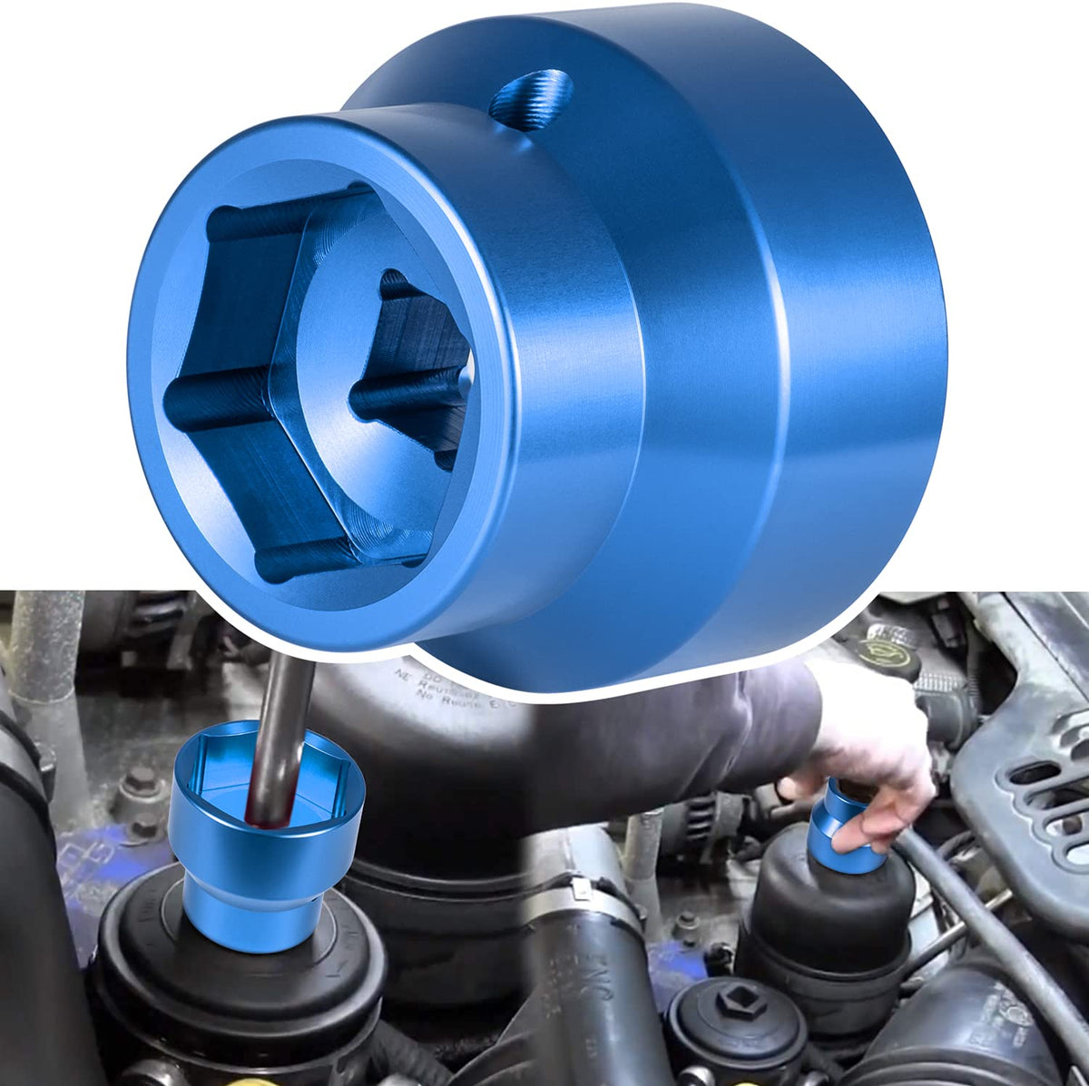 Fuel Filter/Oil Filter Socket 24Mm / 36Mm Reversible Fuel Filter Cap Remover And Installer Assistant For 2003-2010 6.0L / 6.4L F