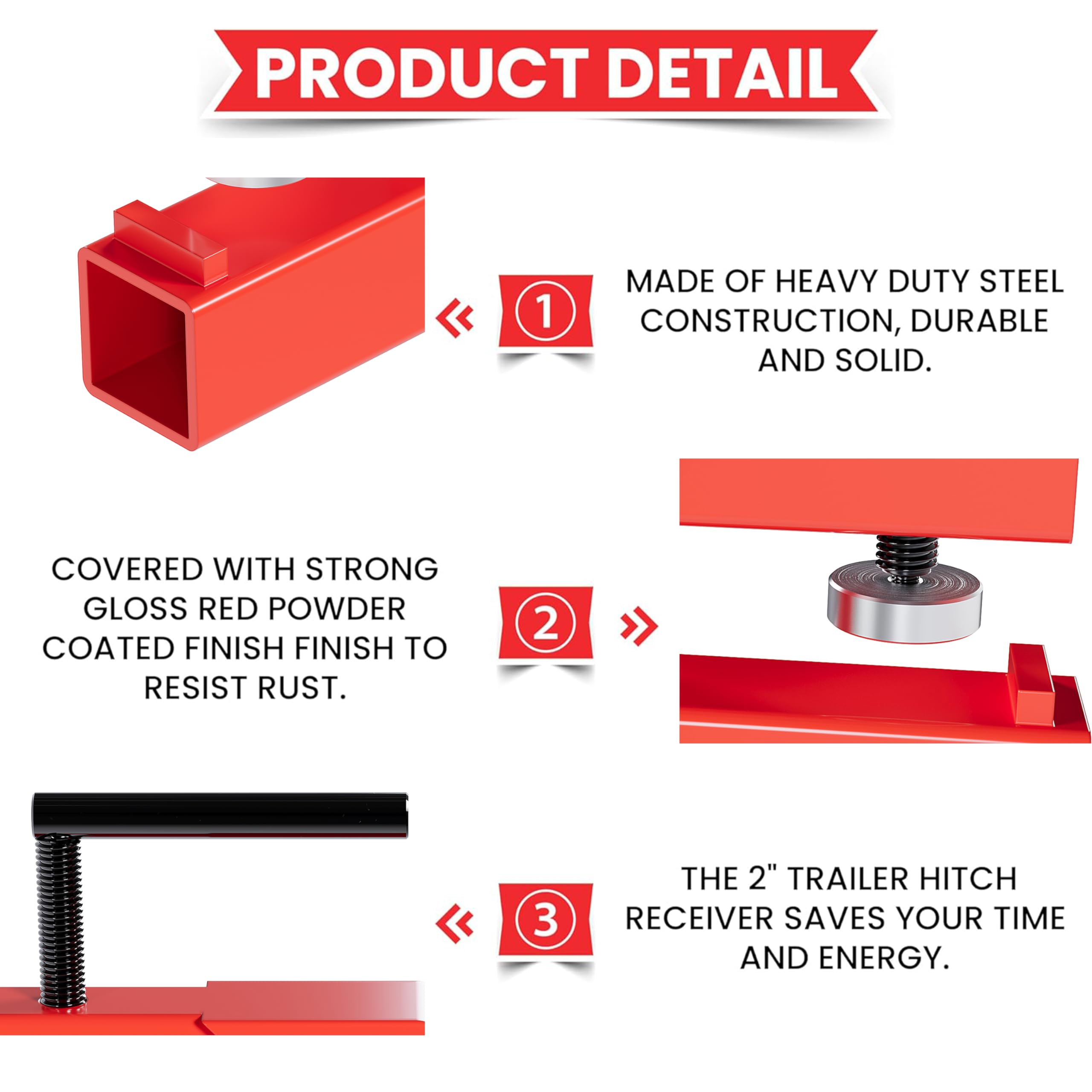 Hecasa Clamp On Trailer Hitch 2'' Ball Tractor Mount Receiver Hitch Mount Adapter Compatible With Deere Bobcat Tractor Bucket