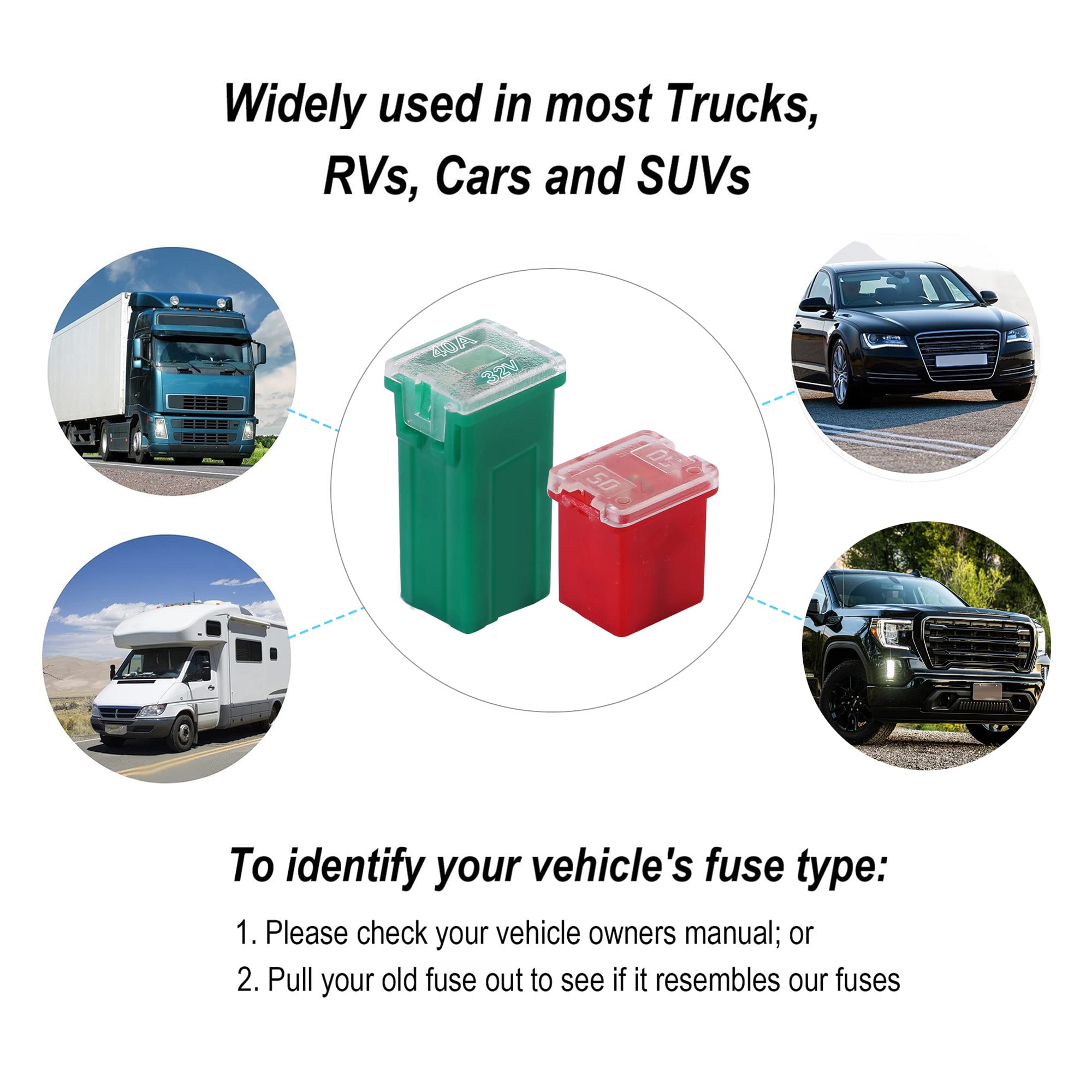 Crocsee 30 Pieces Car Fuses Assortment Kit, Tall/Standard And Low Profile Box Shaped Automotive Fuses For Ford, Chevy/Gm, Chrysler/Dodge, And Toyota Pickup Trucks, Cars And Suvs