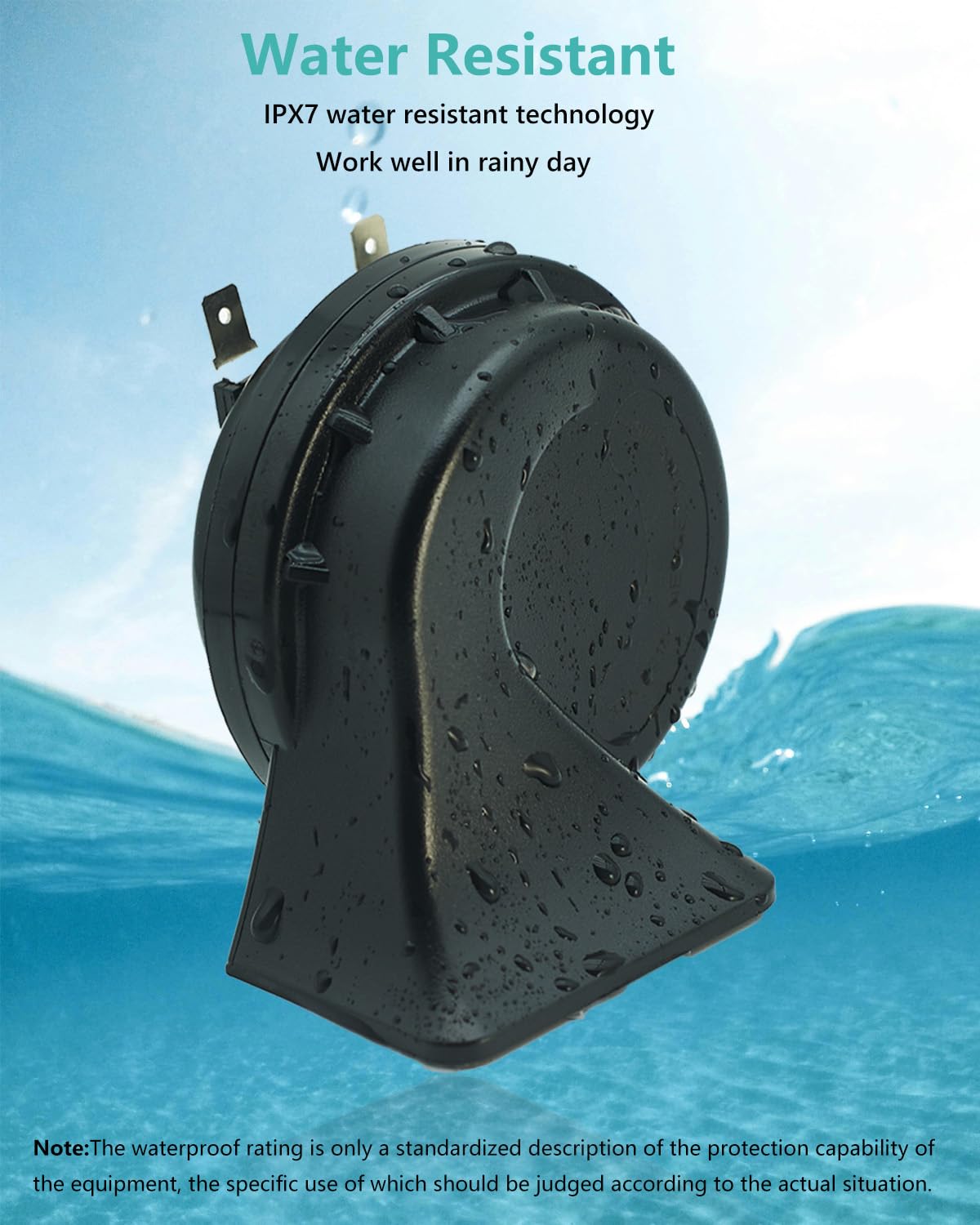 Neoget Car Horn 12V High Tone 510Hz, Loud Waterproof Electric Single Deep Pitch Horn, 128Db Universal Fit 12 Volt Vehicle Auto T